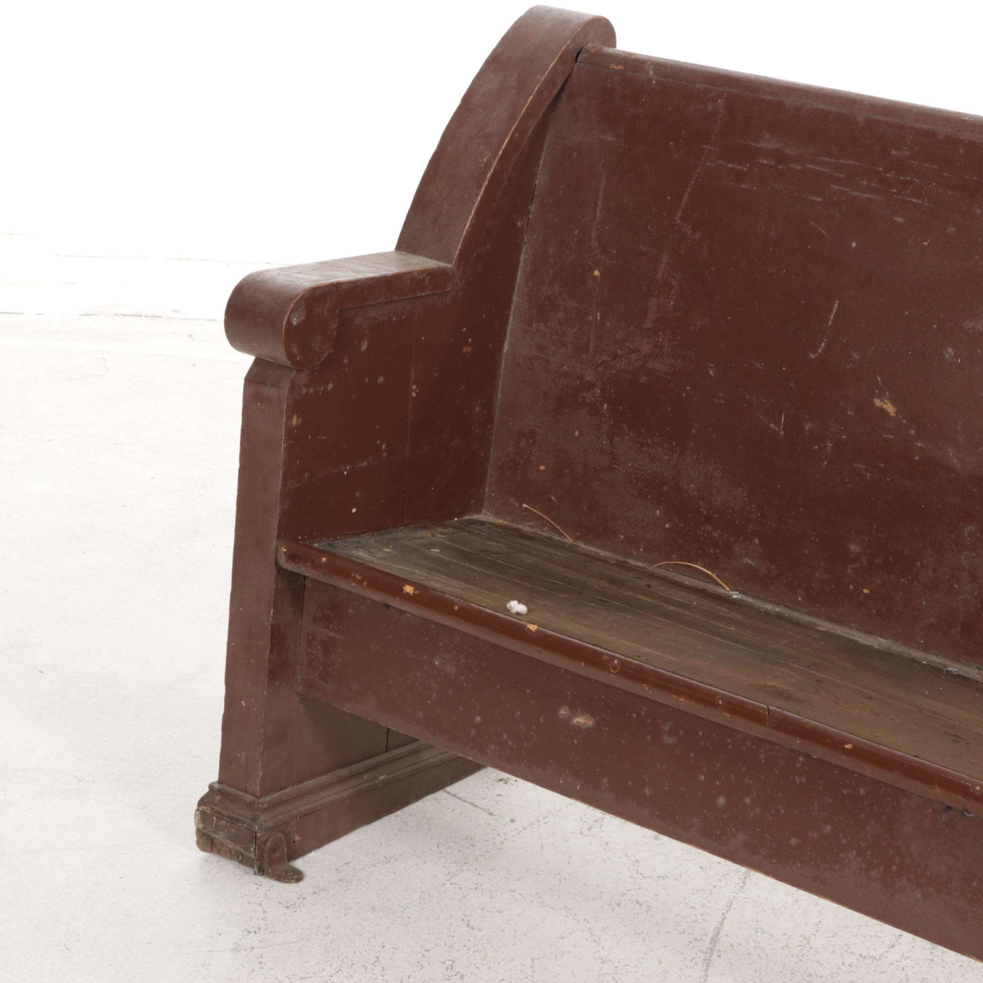 Painted Wood Church Pew, Mid to Late 20th Century