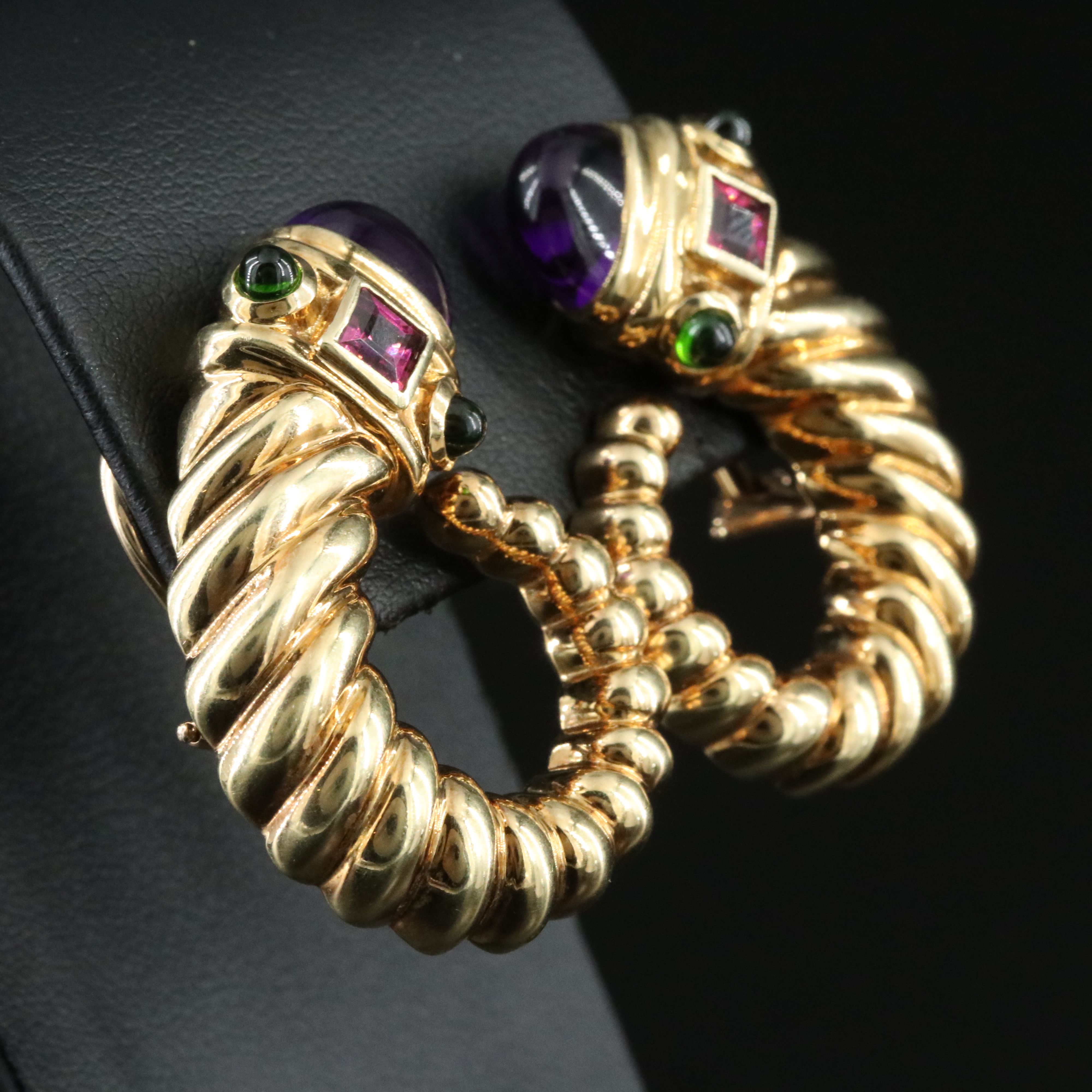 David Yurman Renaissance 14K Gemstone Shrimp  Clip Earrings including Amethyst