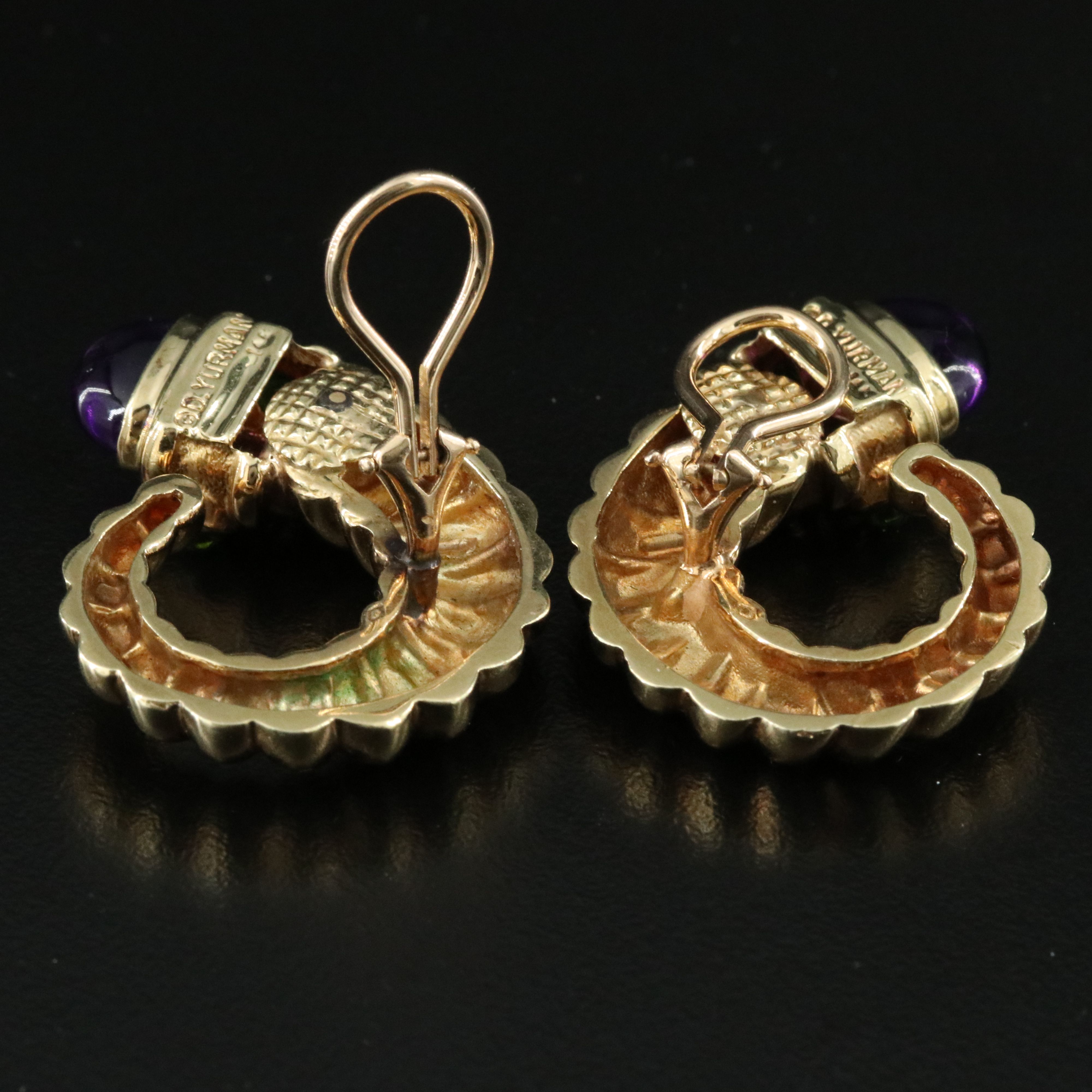 David Yurman Renaissance 14K Gemstone Shrimp  Clip Earrings including Amethyst