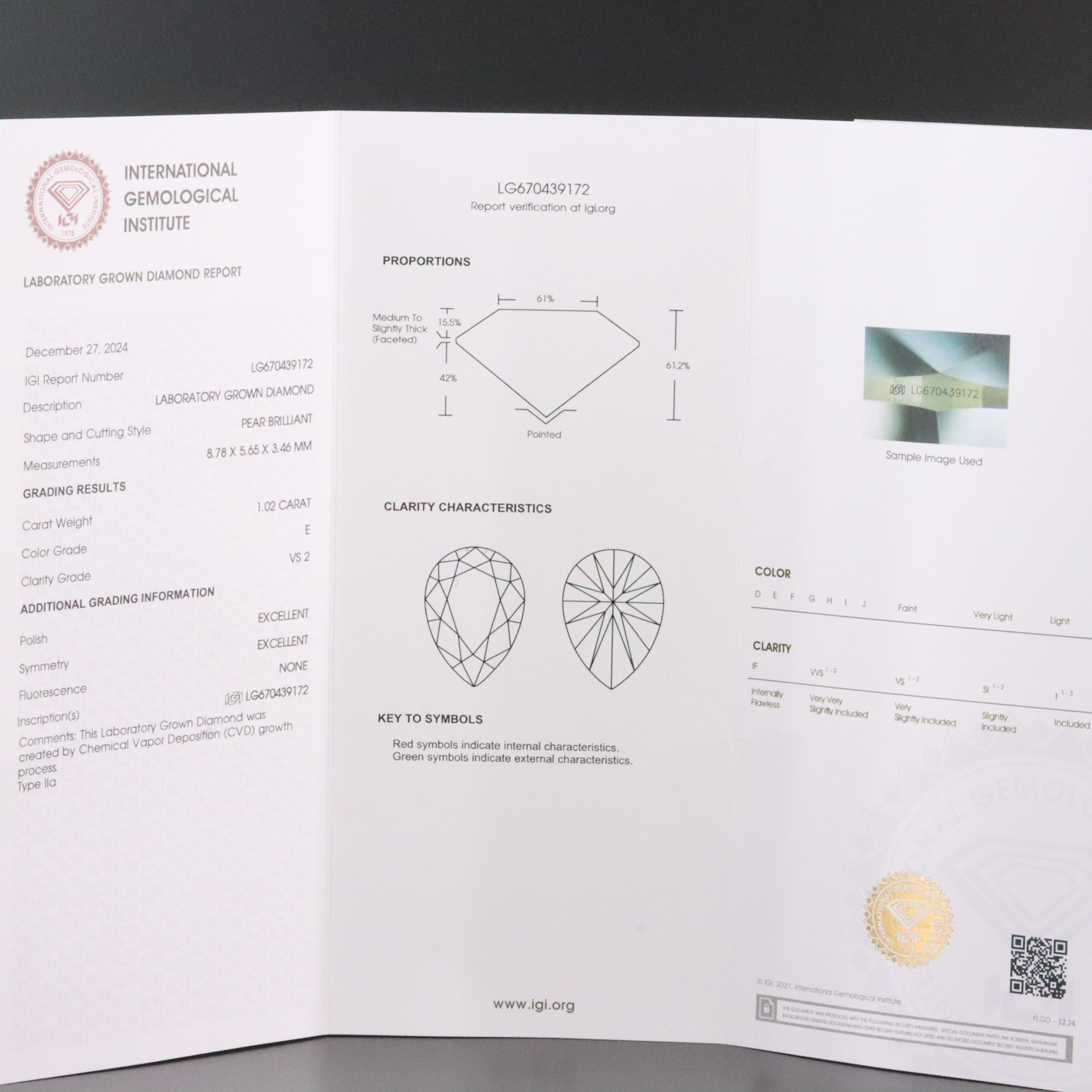 Platinum 2.03 CTW Lab Grown Diamond Stud Earrings with IGI Report