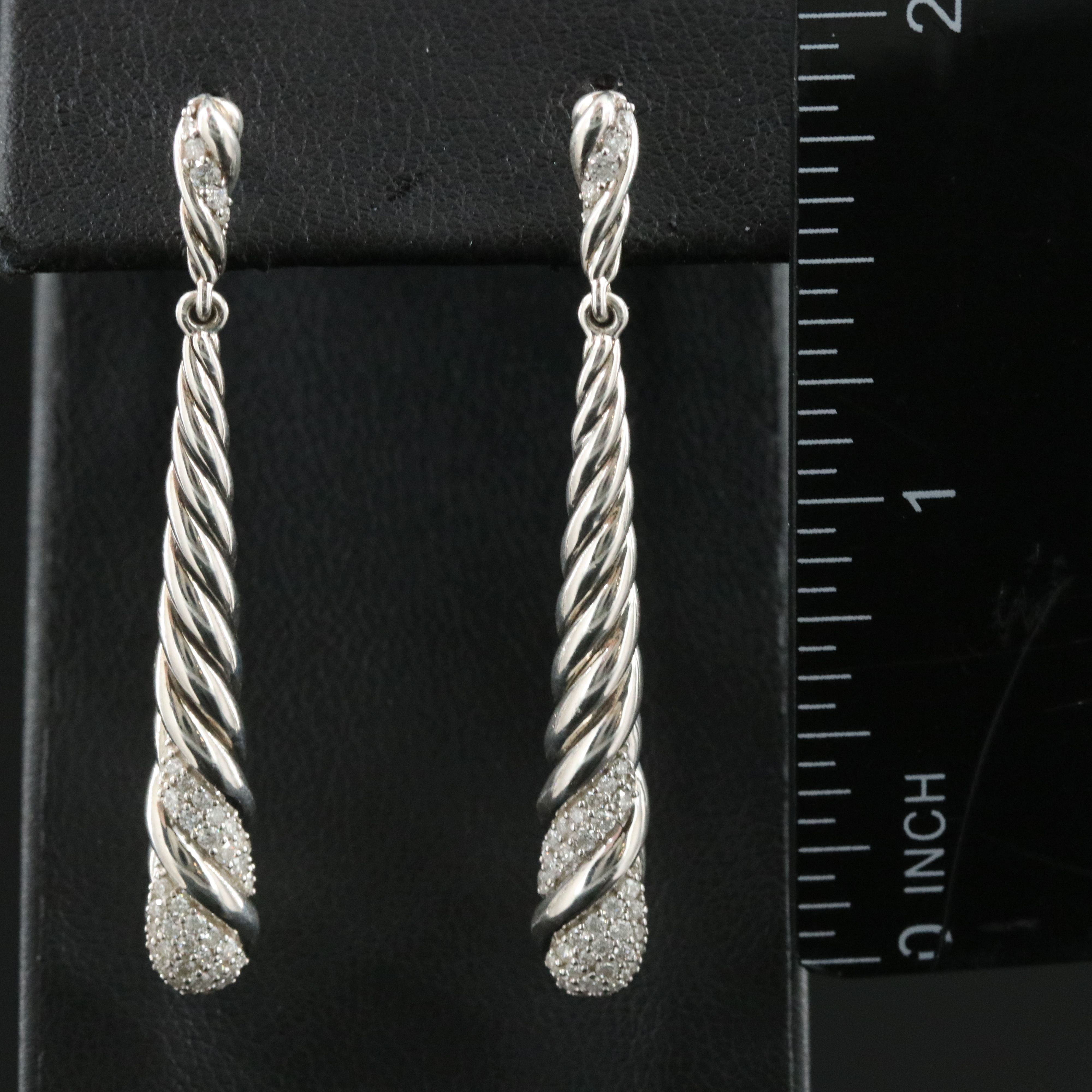 David Yurman Sterling 0.68 CTW Diamond Cable Drop Earrings