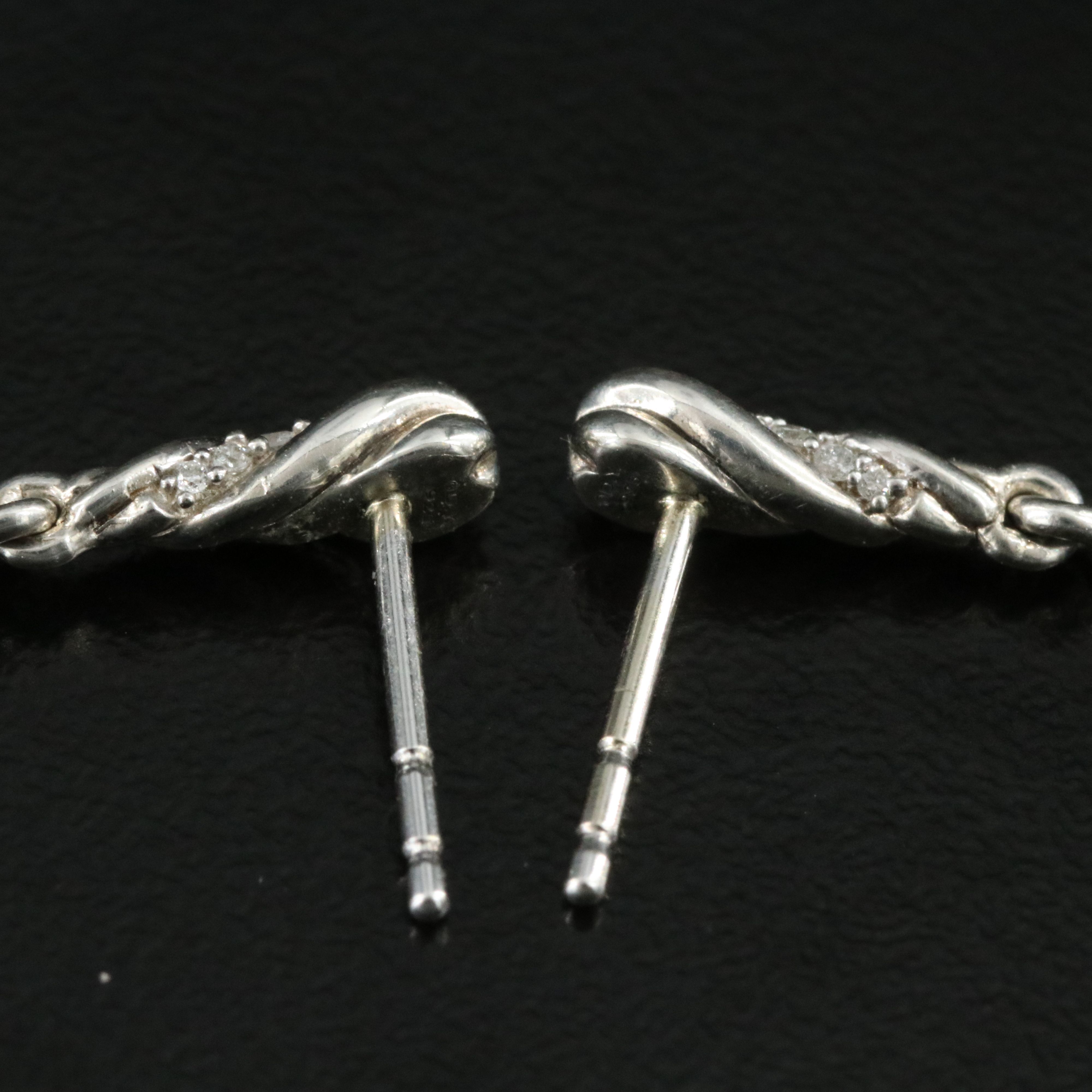 David Yurman Sterling 0.68 CTW Diamond Cable Drop Earrings