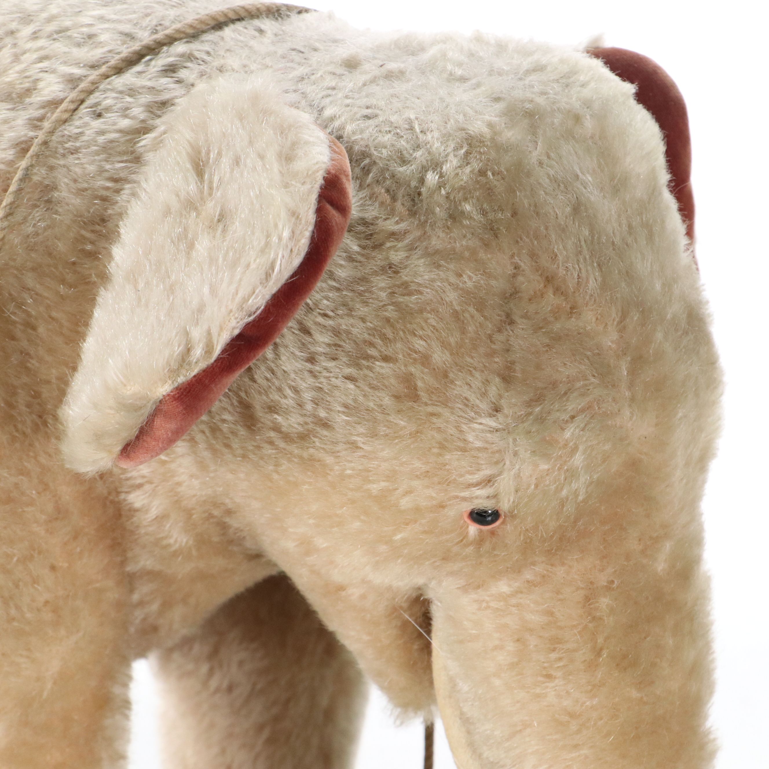 Steiff Mohair Elephant on Wheels Pull Toy, Mid-20th Century