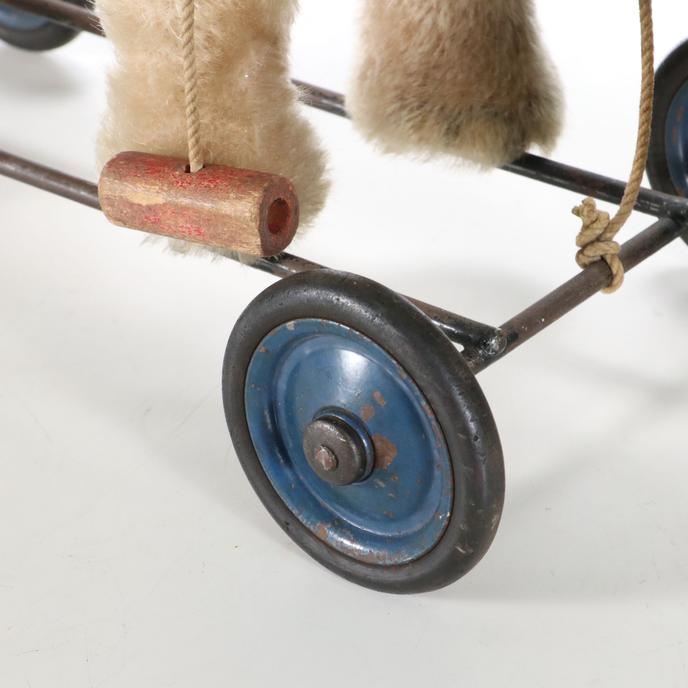 Steiff Mohair Elephant on Wheels Pull Toy, Mid-20th Century