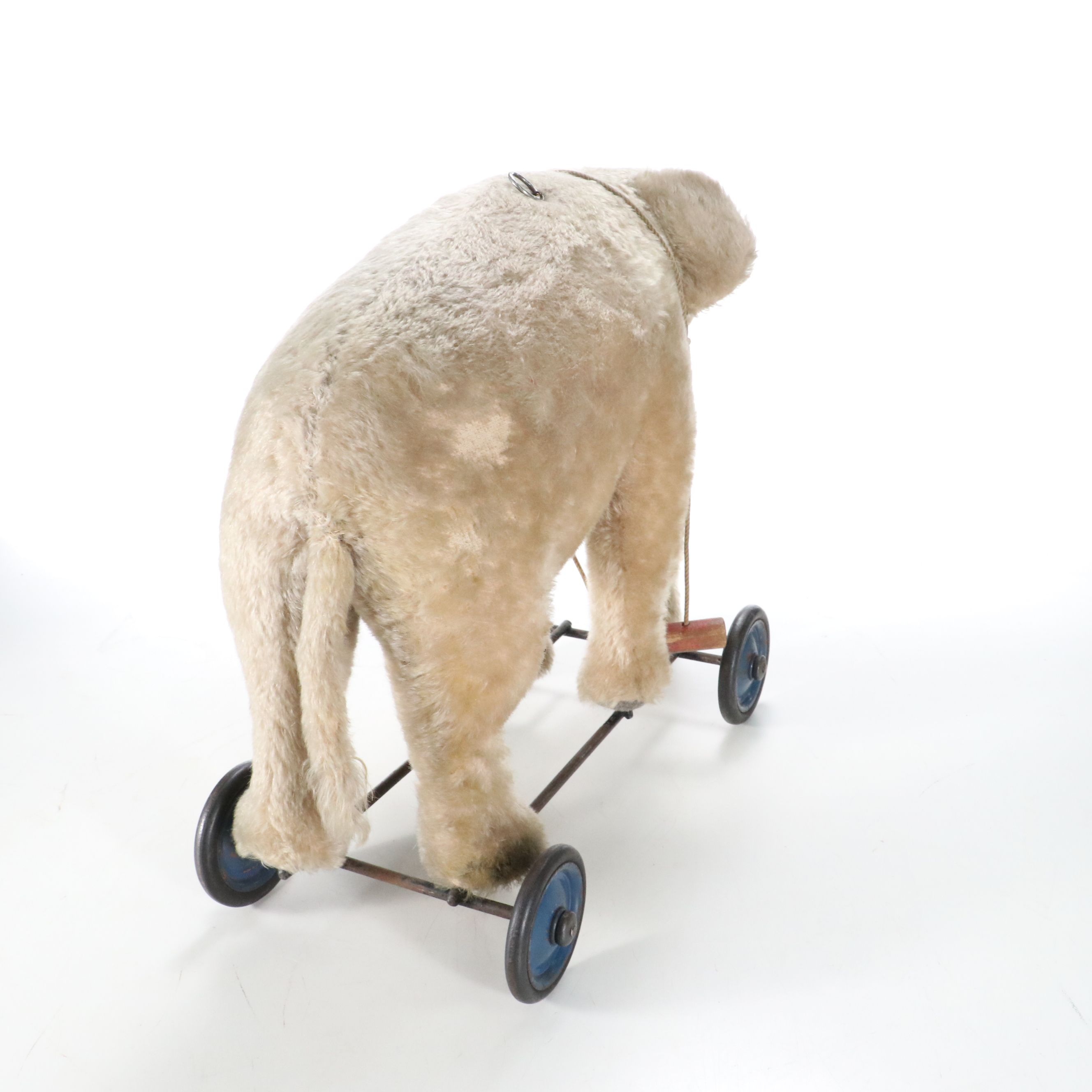 Steiff Mohair Elephant on Wheels Pull Toy, Mid-20th Century