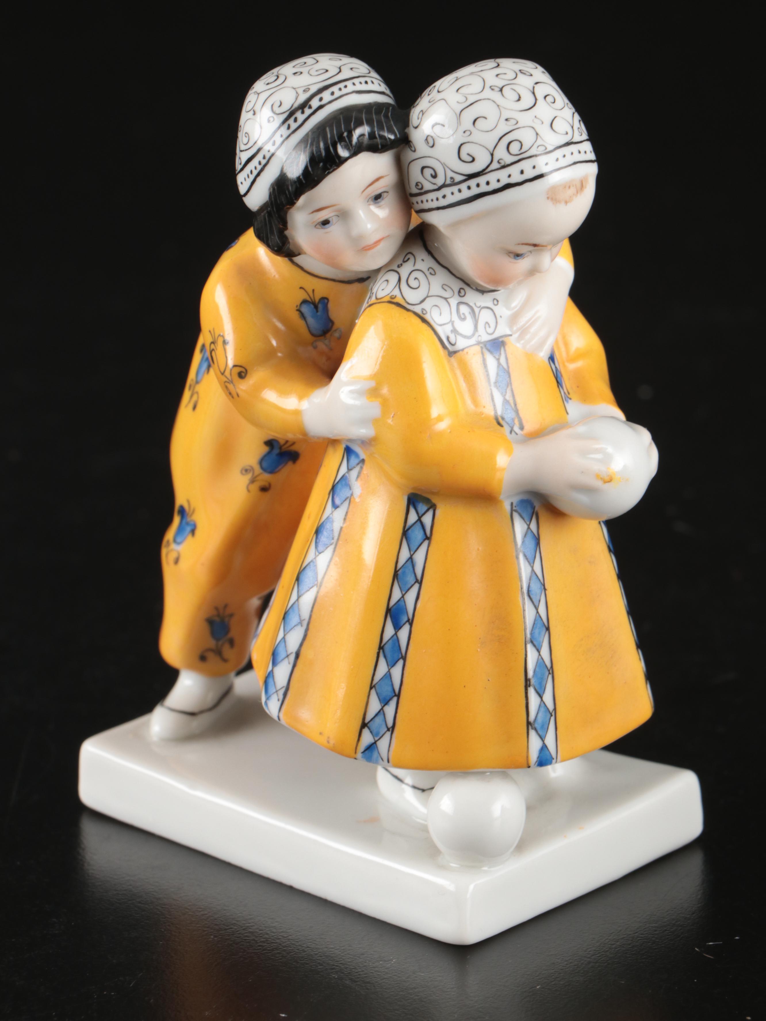 Goebel Porcelain Figural Group with Belleek Animals and Other Cat Figurine