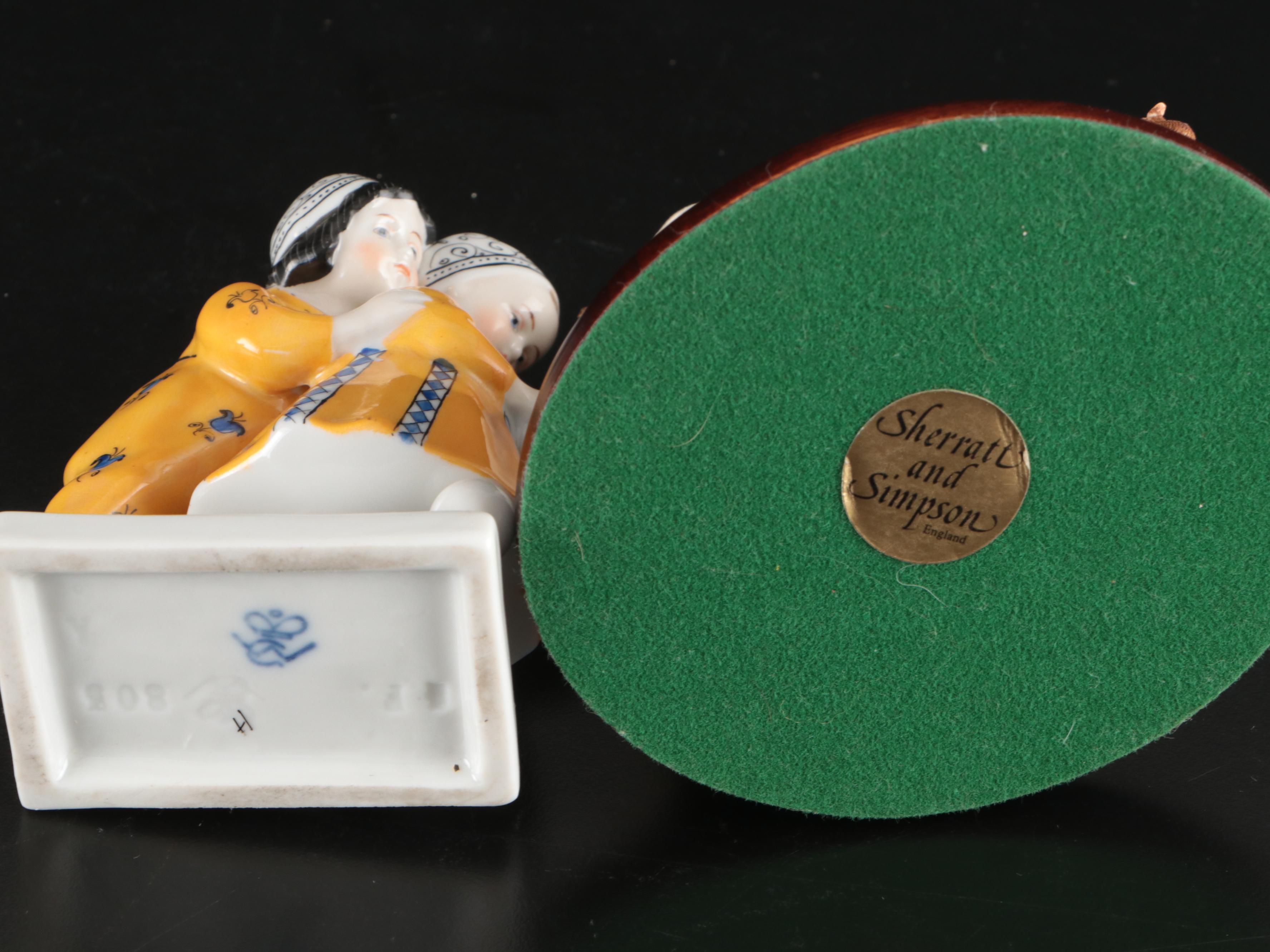 Goebel Porcelain Figural Group with Belleek Animals and Other Cat Figurine