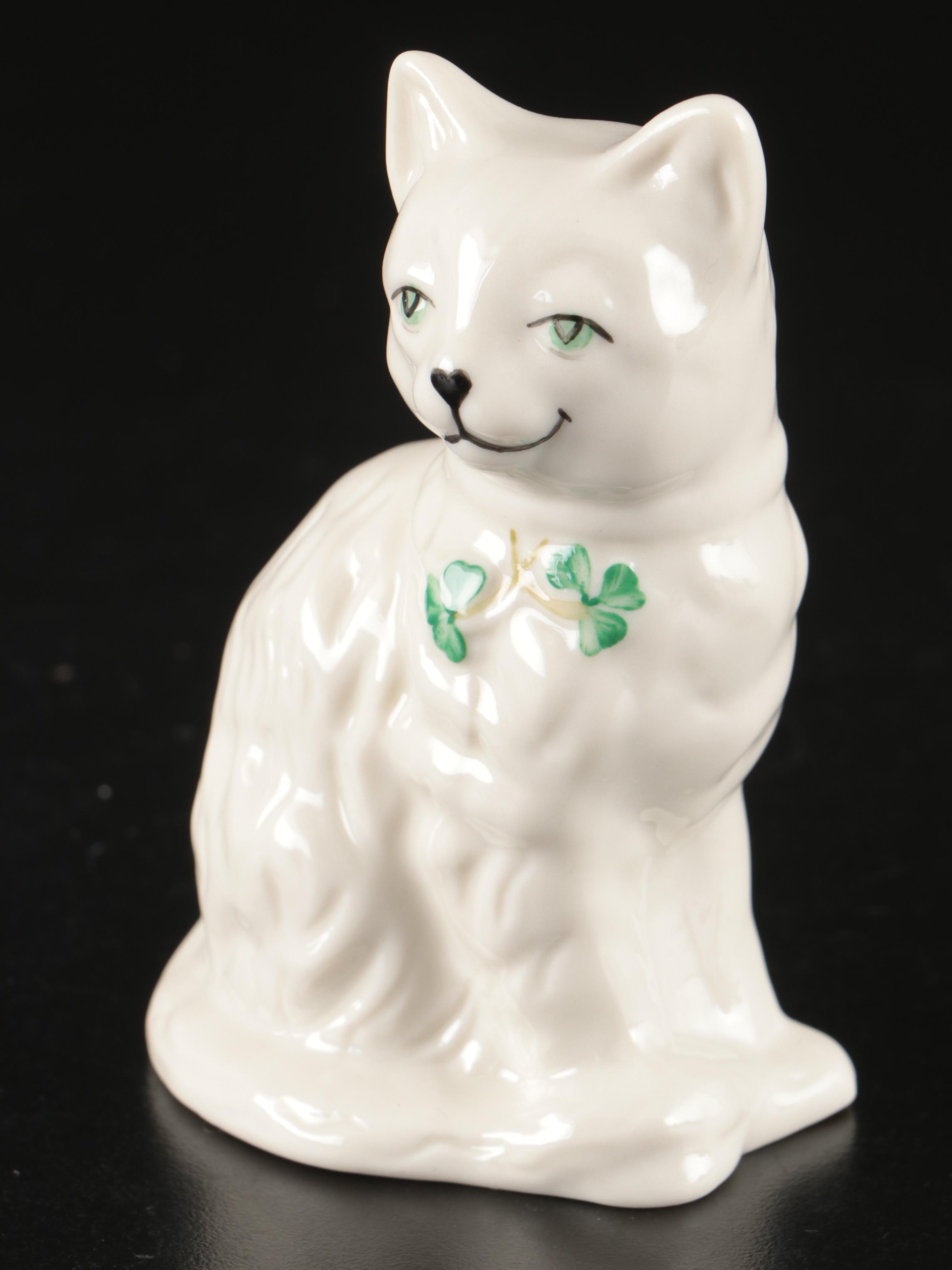Goebel Porcelain Figural Group with Belleek Animals and Other Cat Figurine
