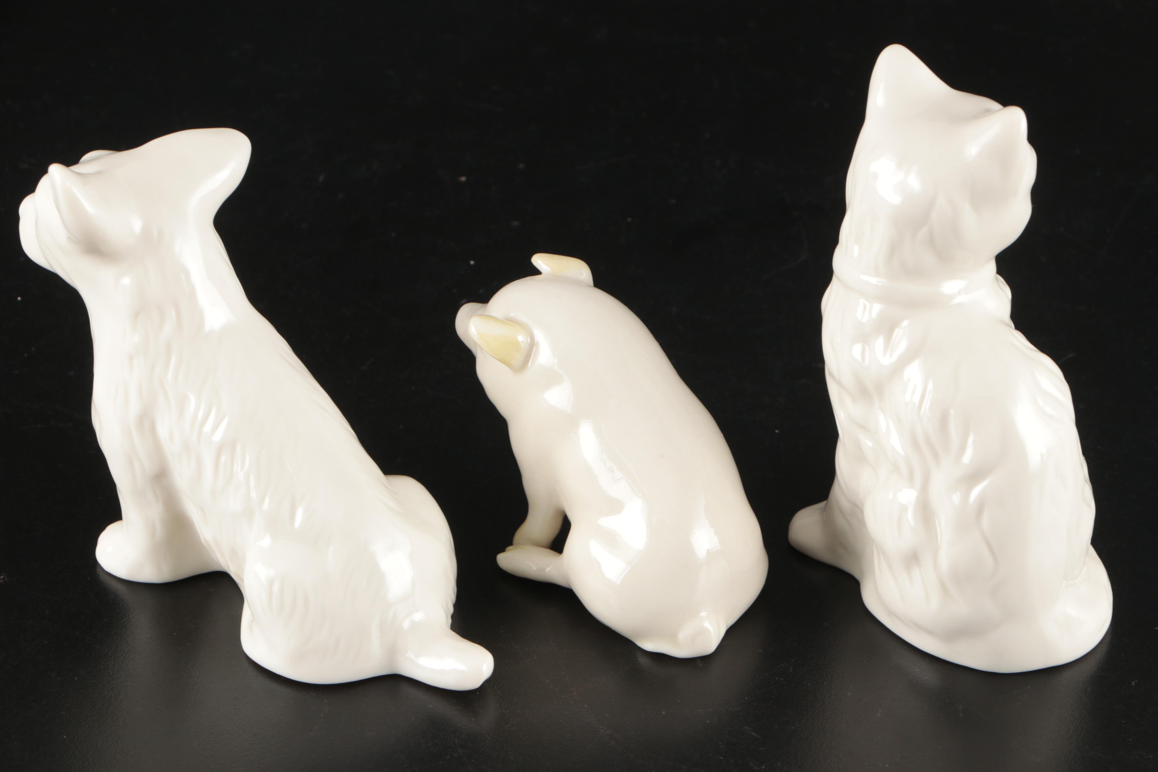 Goebel Porcelain Figural Group with Belleek Animals and Other Cat Figurine