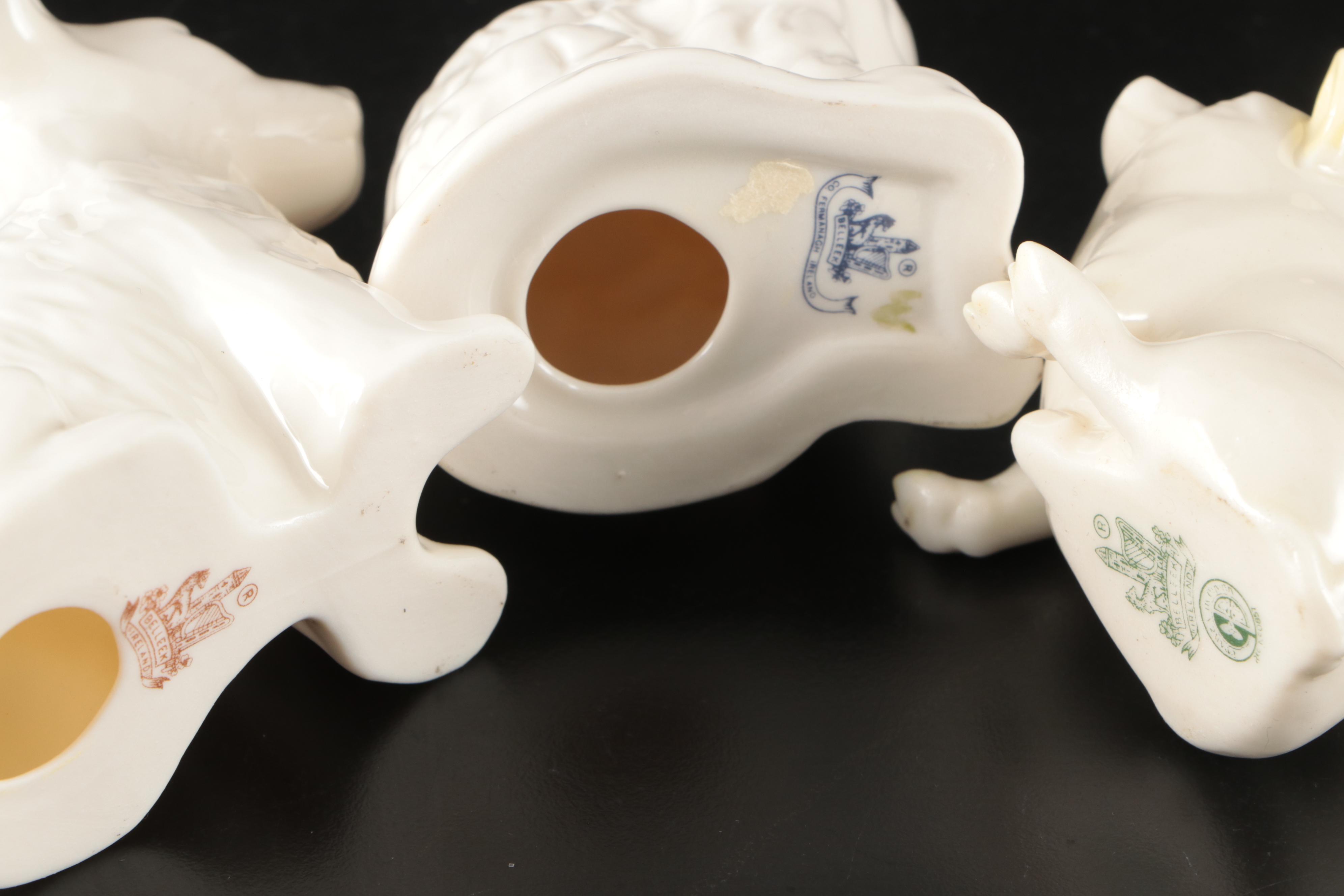 Goebel Porcelain Figural Group with Belleek Animals and Other Cat Figurine