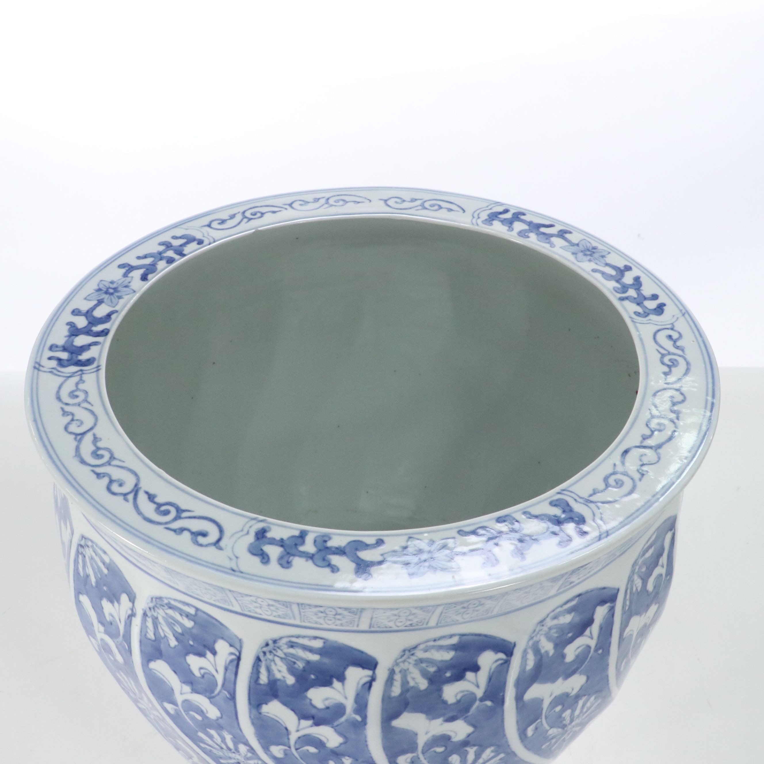 Chinese Blue and White Porcelain Planter on Stand