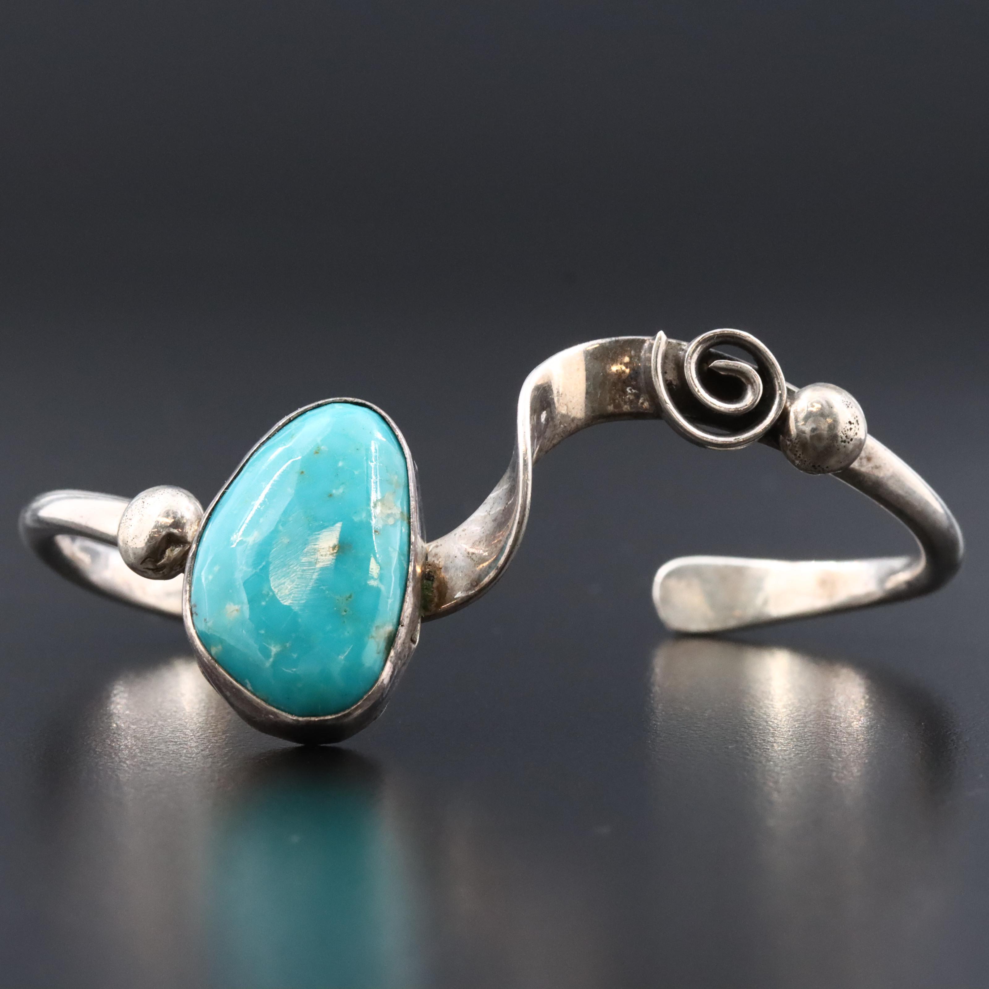 Richard Aguilar Santo Domingo Sterling Turquoise Cuff