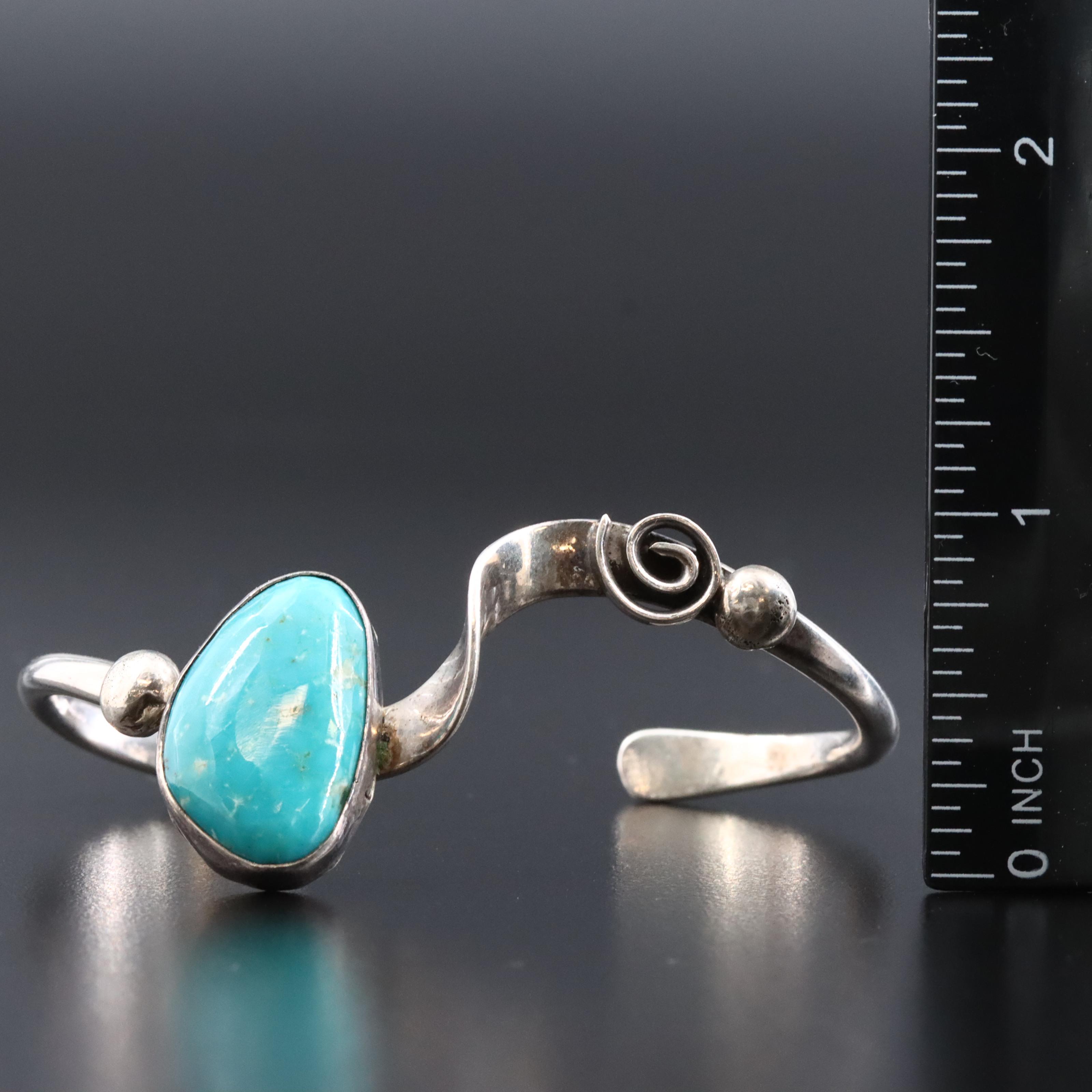 Richard Aguilar Santo Domingo Sterling Turquoise Cuff