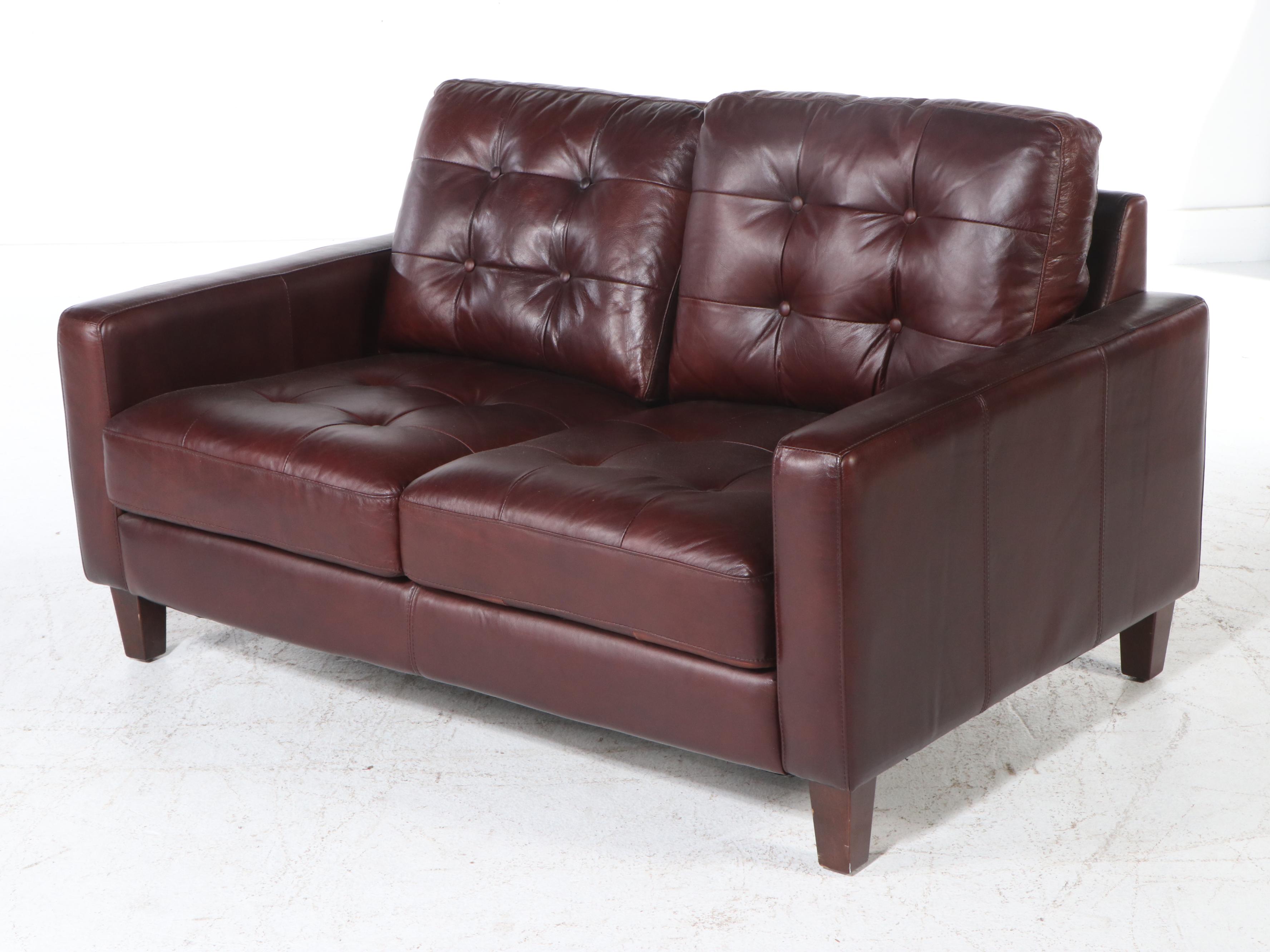 Sunton Enterprises Brown Ay Lazzaro Leather Tufted Loveseat