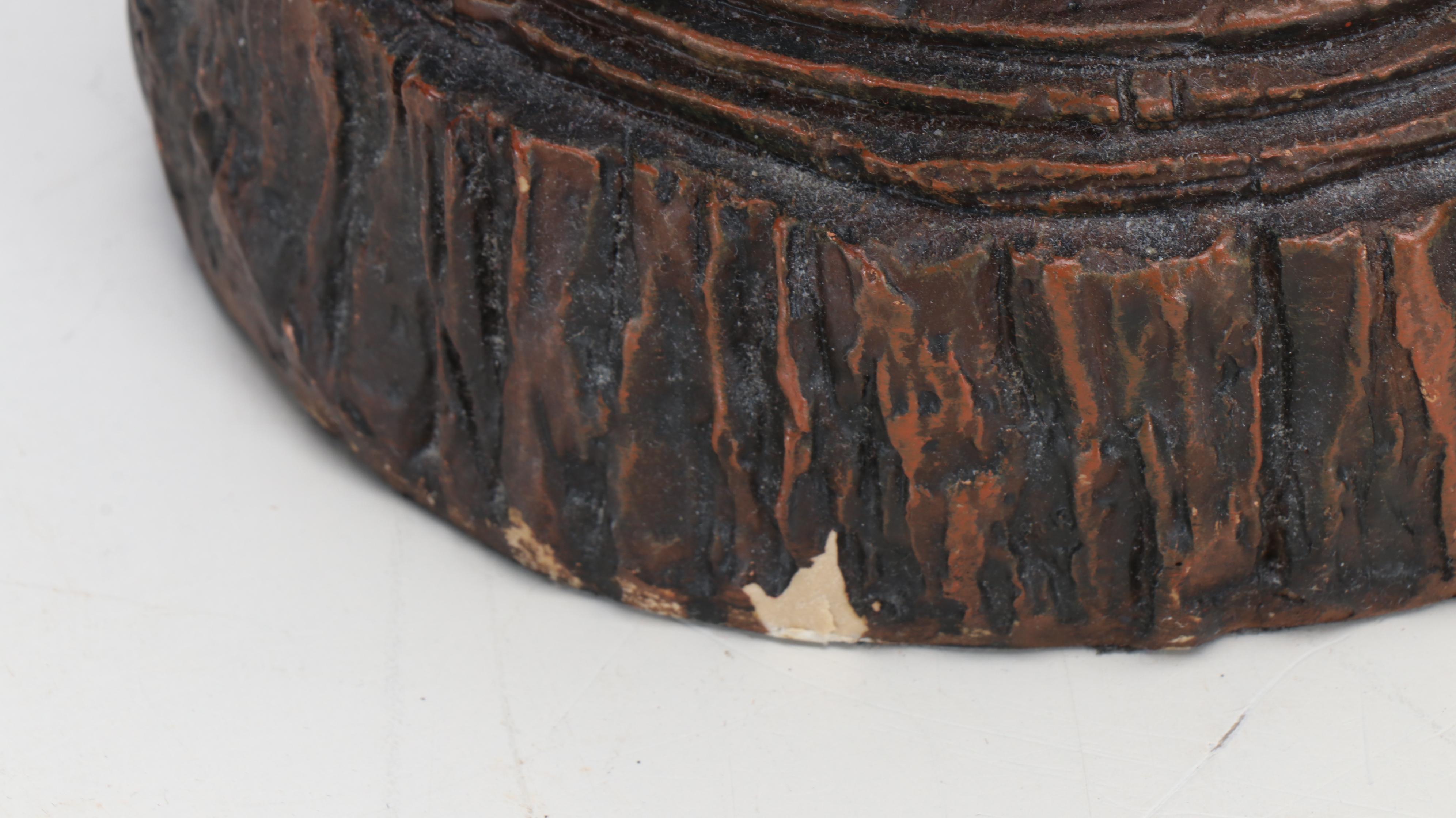 Faux Bois Rustic Bear Figure Table Lamps with Crackle Finish Vinyl Shades