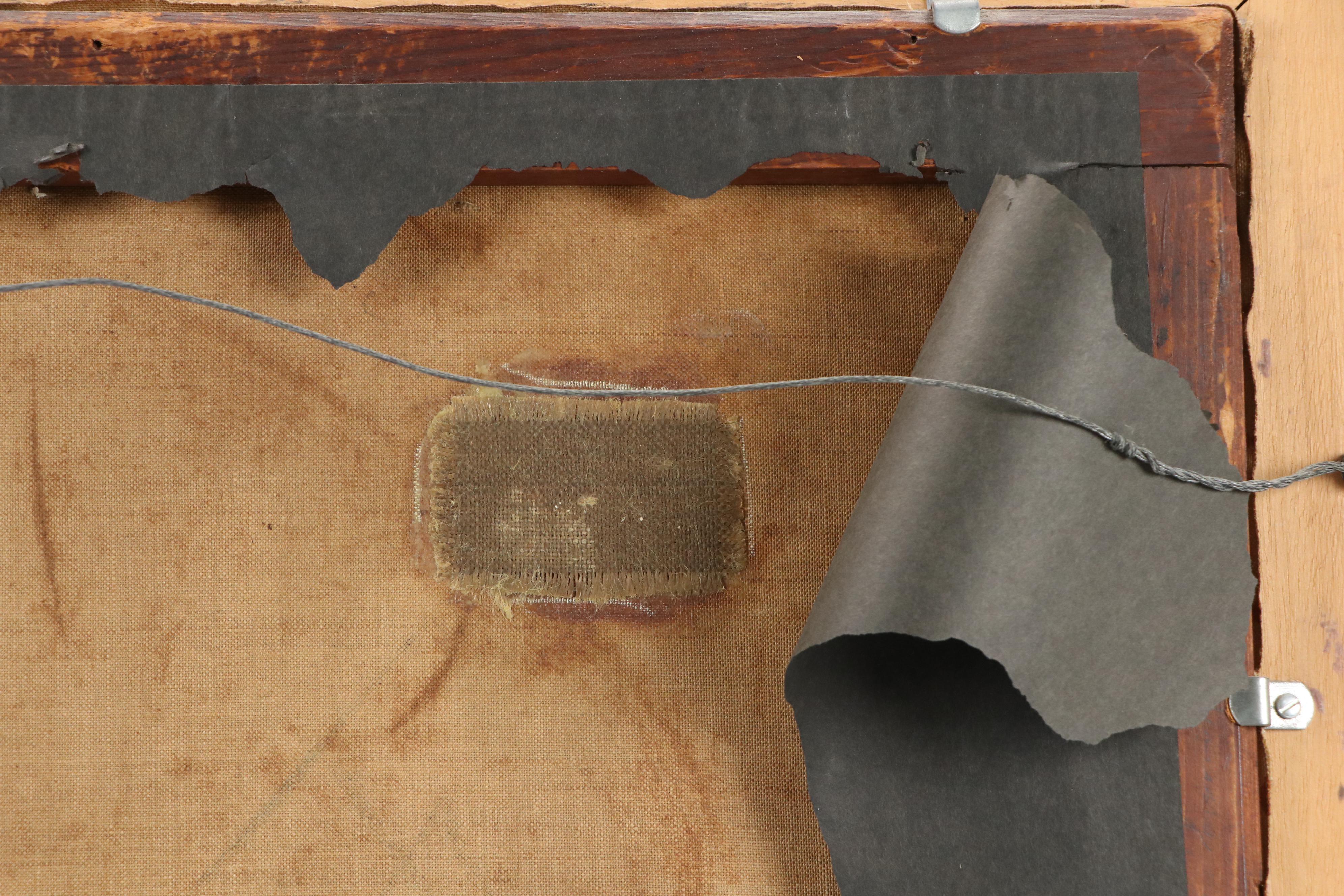 Scenic Oil Painting with Cattle Watering, 19th Century