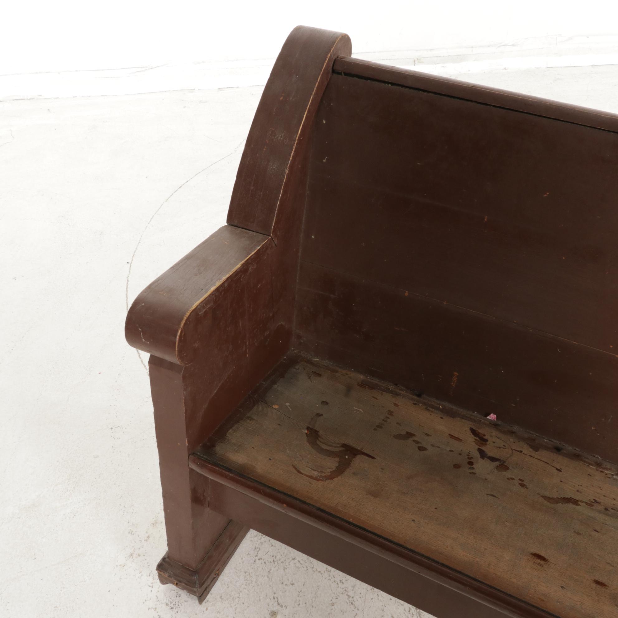 Painted Wood Church Pew, Mid to Late 20th Century