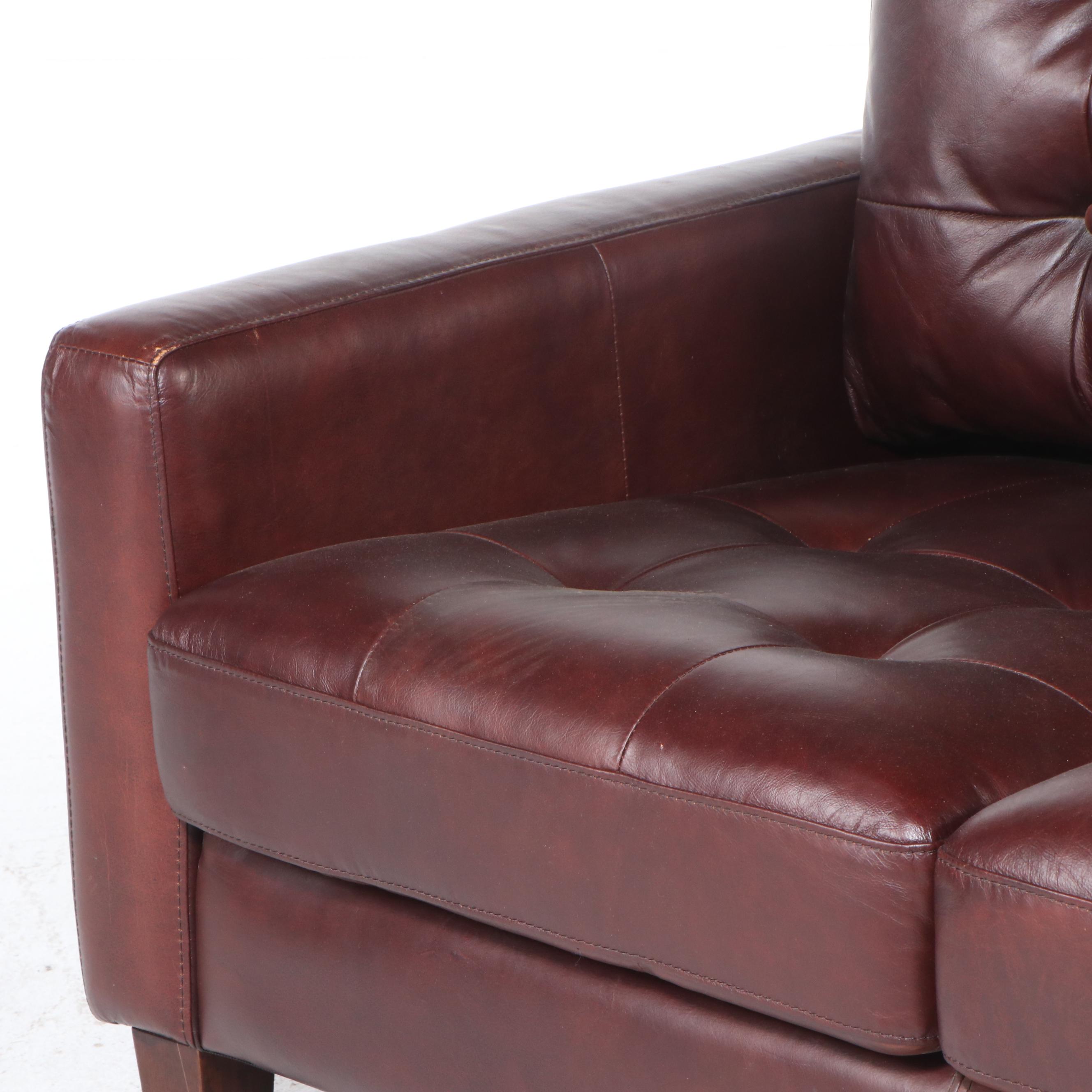 Sunton Enterprises Brown Ay Lazzaro Leather Tufted Loveseat
