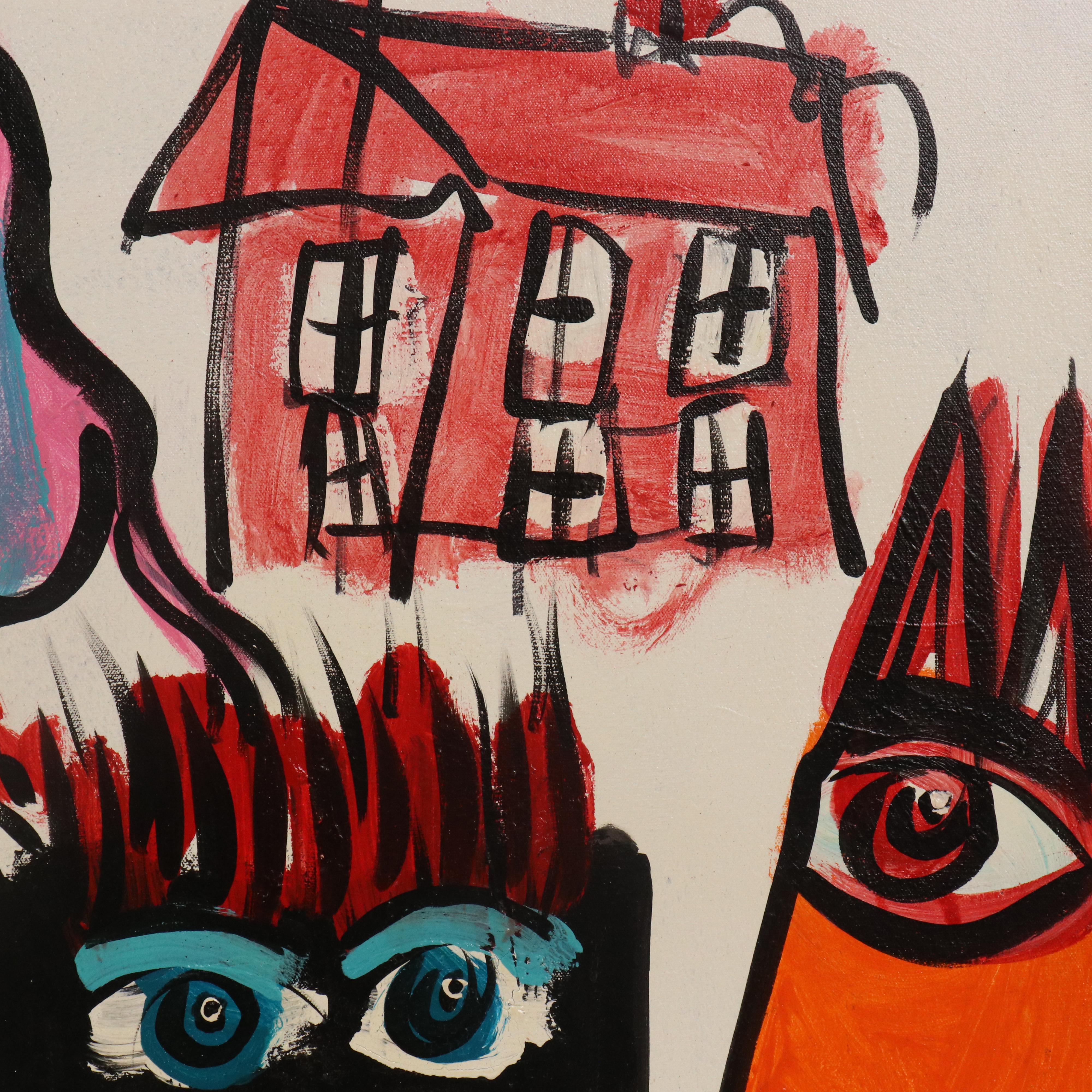 Peter Keil Abstract Expressionist Style Acrylic Painting, 2000