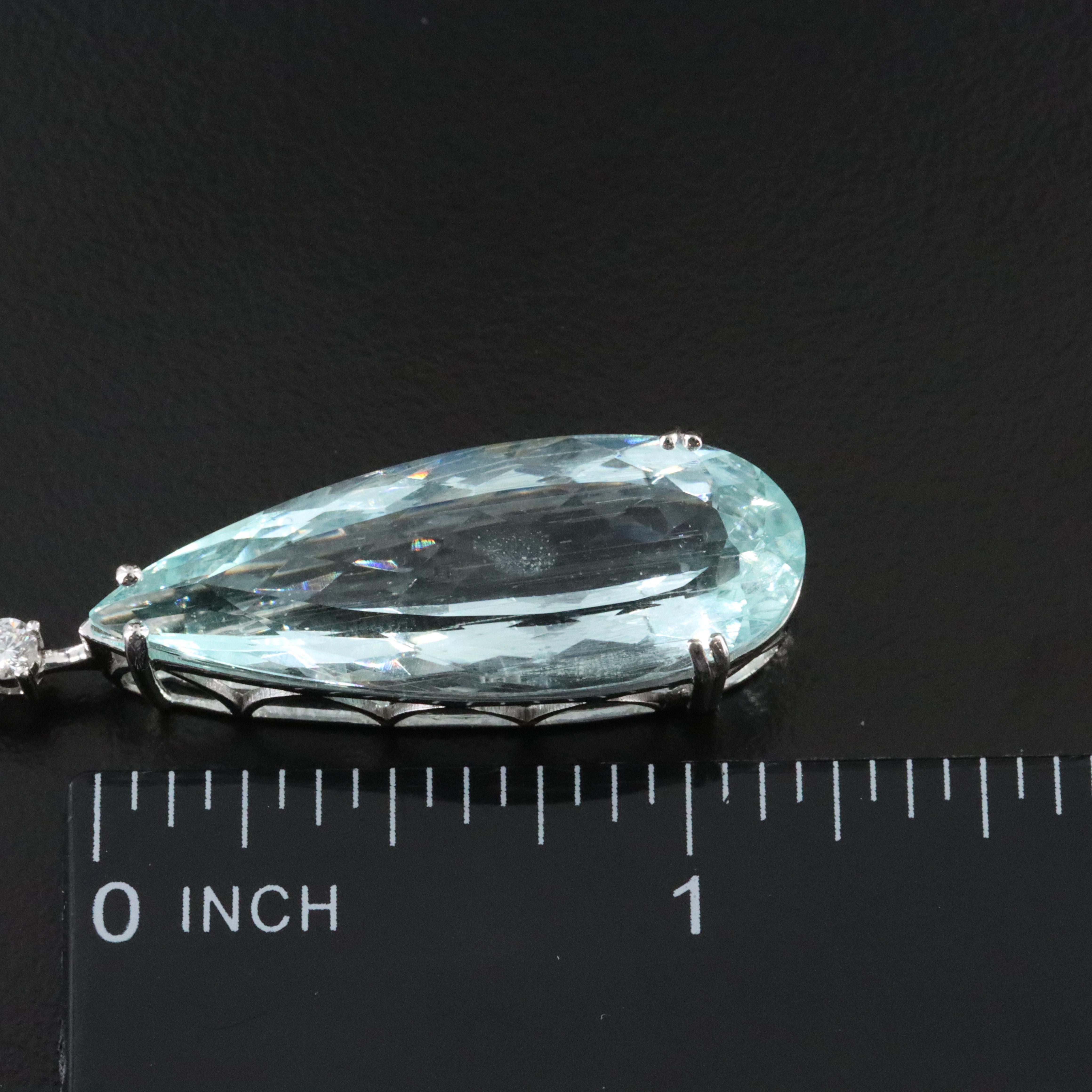 Michael Christoff 14K 14.85 CT Aquamarine and Diamond Pendant on Necklace