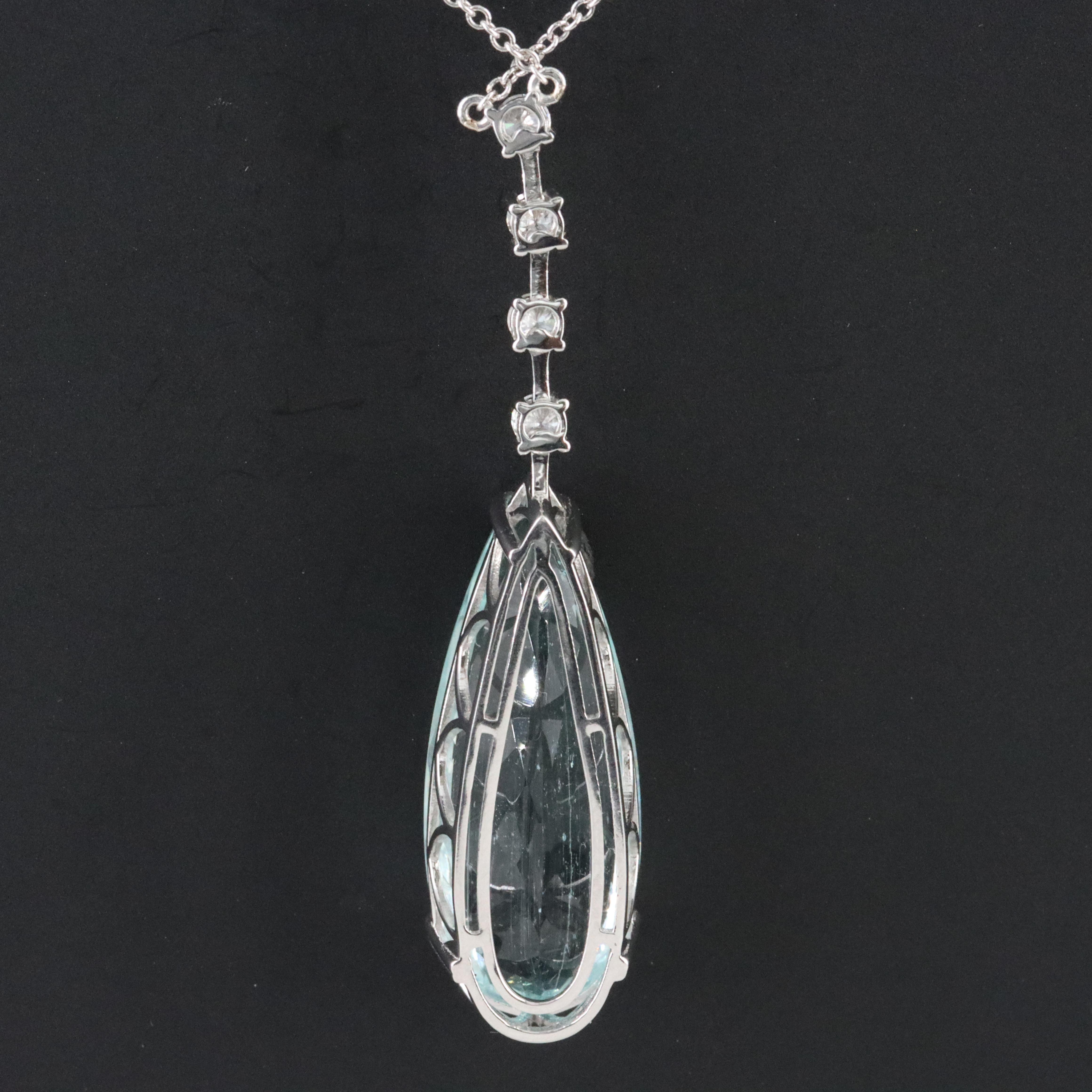 Michael Christoff 14K 14.85 CT Aquamarine and Diamond Pendant on Necklace