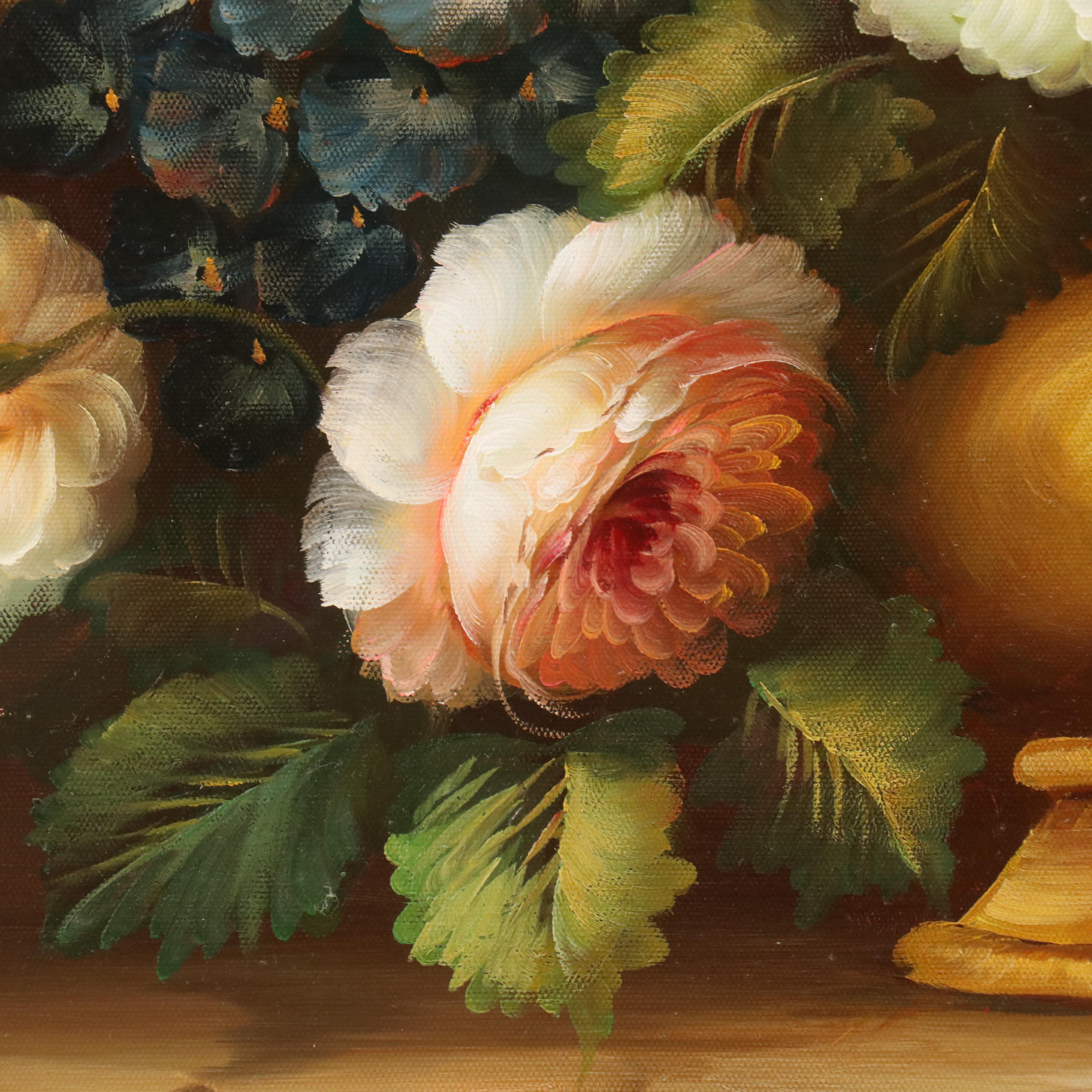 Floral Still Life Oil Painting, Late 20th Century