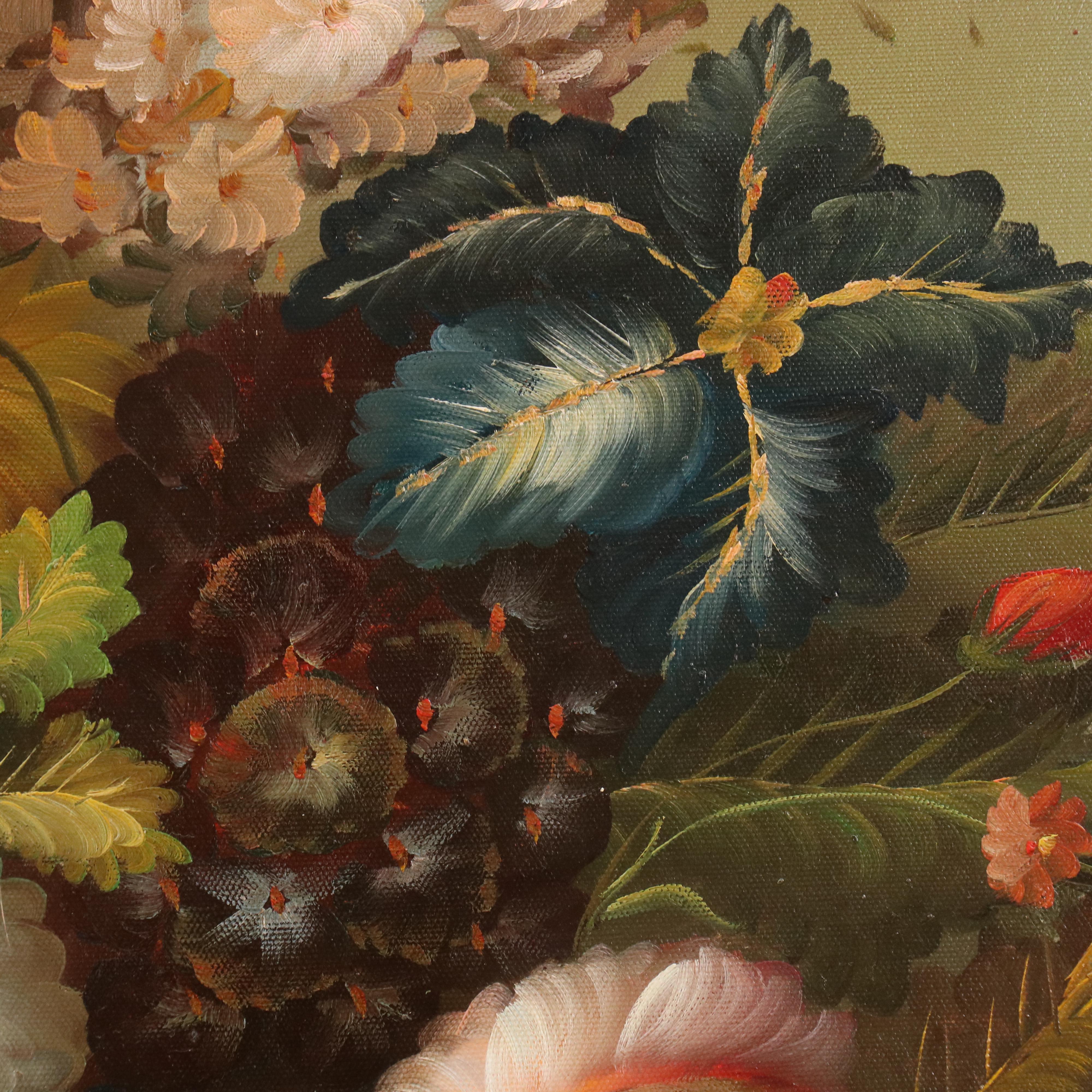 Floral Still Life Oil Painting, Late 20th Century