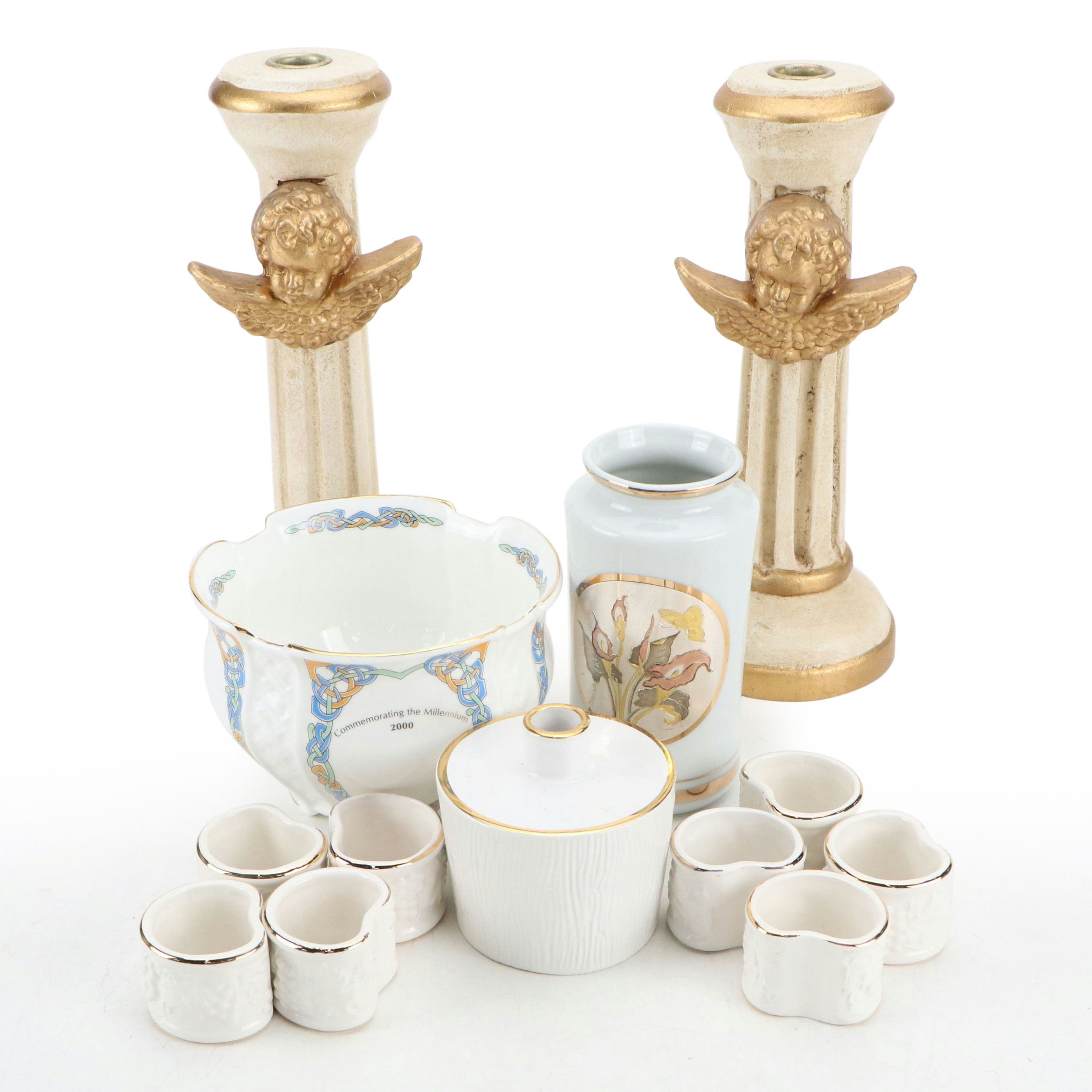 Japanese Chokin Vase with Royal Tara Bowl and Other Tableware and Décor