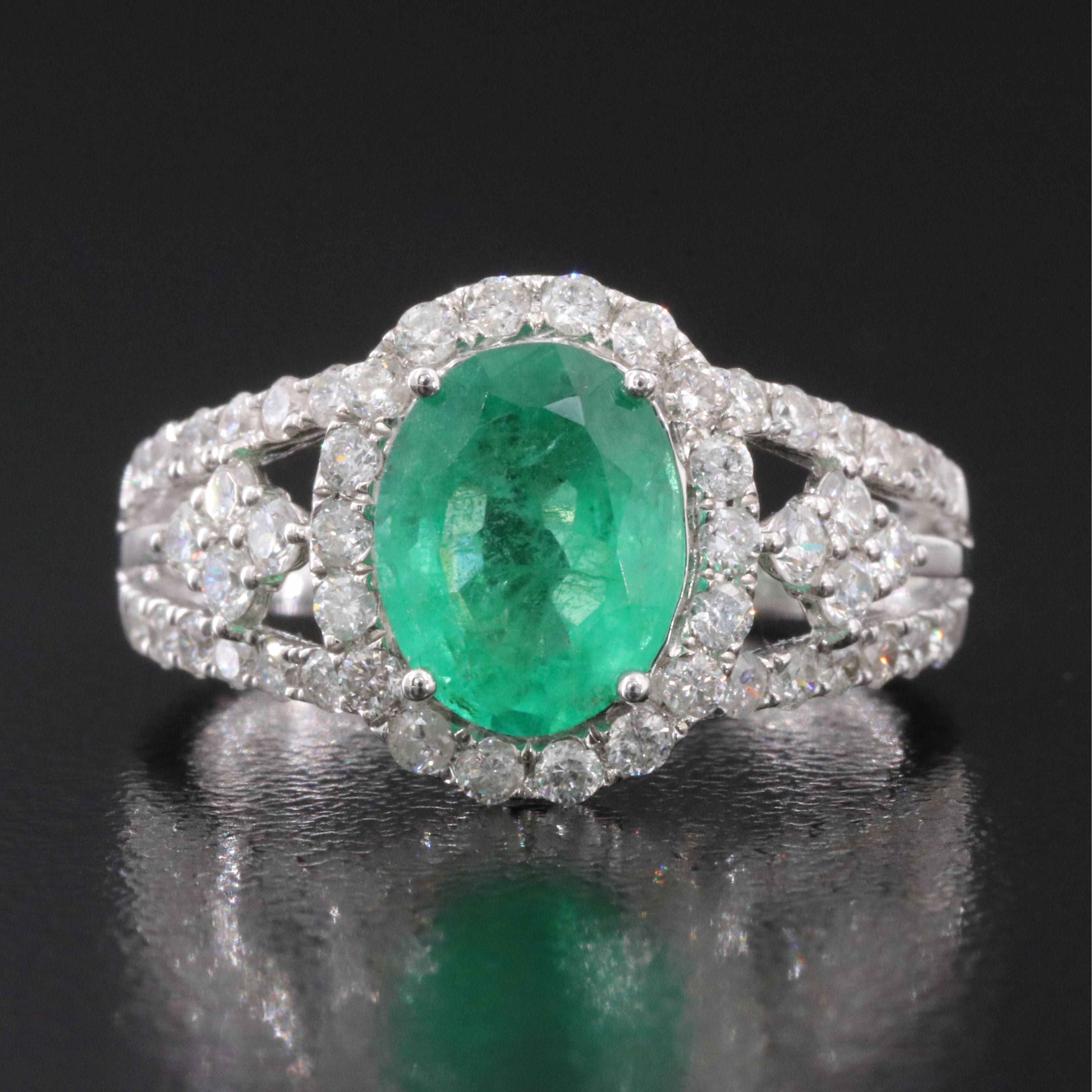 14K 1.71 CT Emerald and Diamond Ring