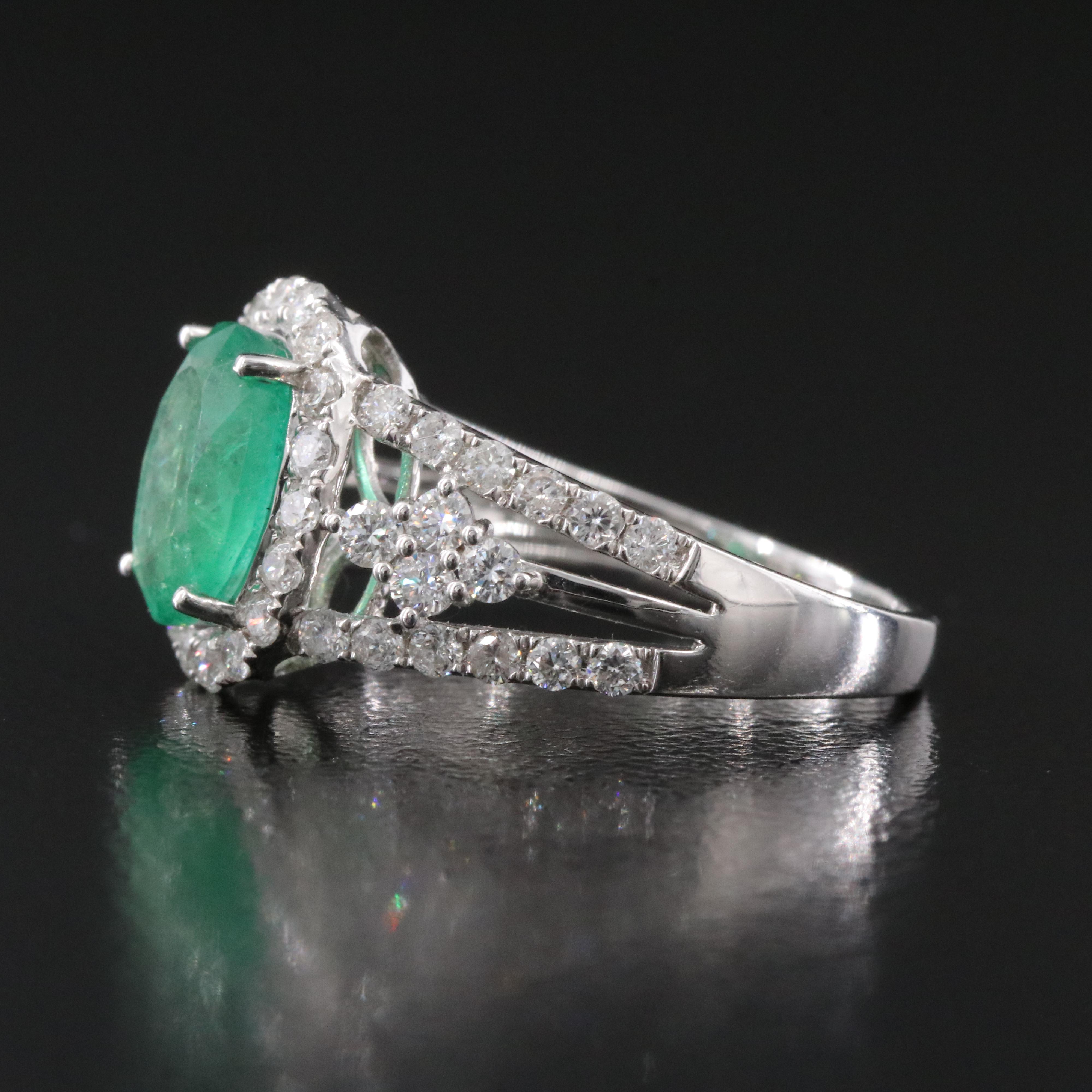 14K 1.71 CT Emerald and Diamond Ring