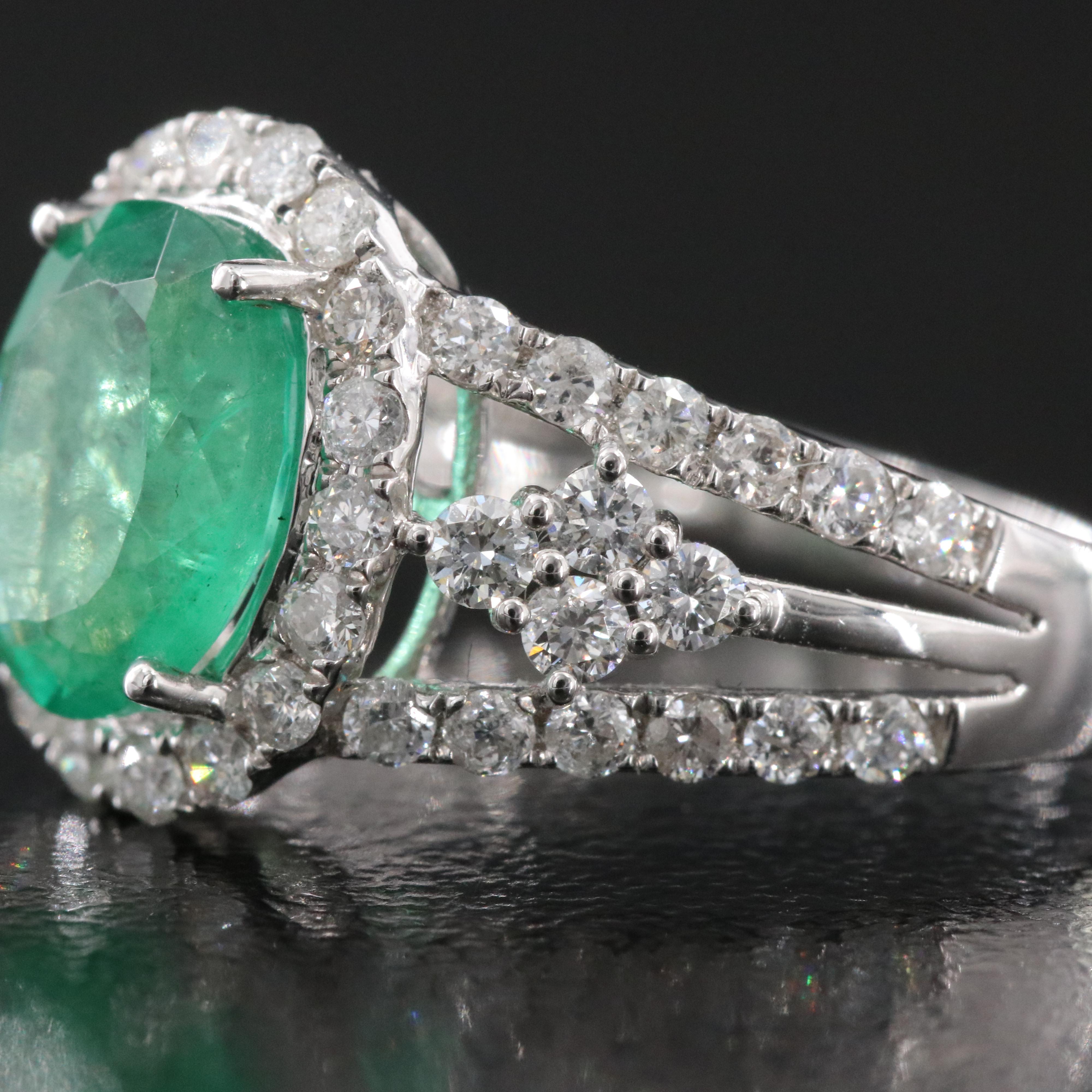 14K 1.71 CT Emerald and Diamond Ring