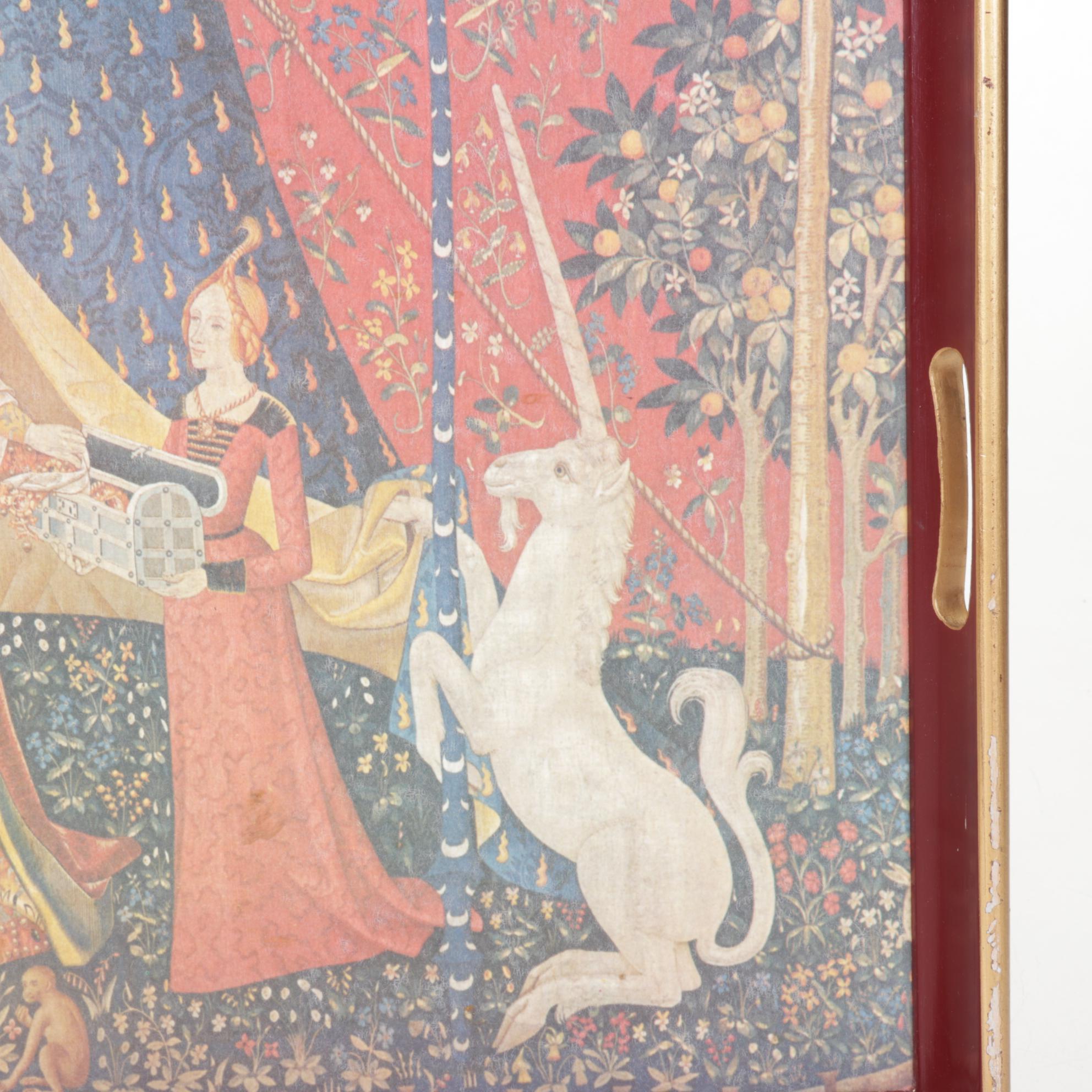 Lady Clare English Pallas Tapestry Wooden Handled Tray