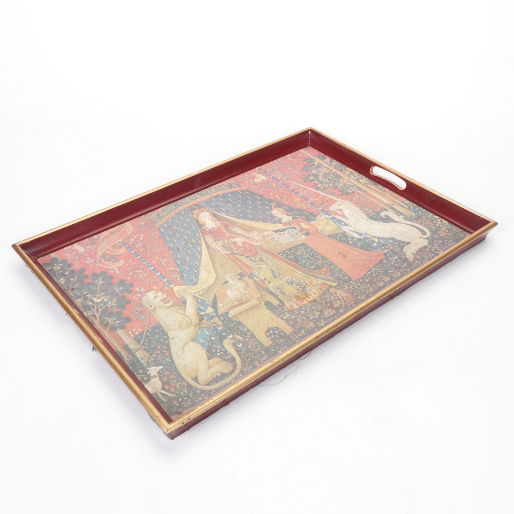 Lady Clare English Pallas Tapestry Wooden Handled Tray