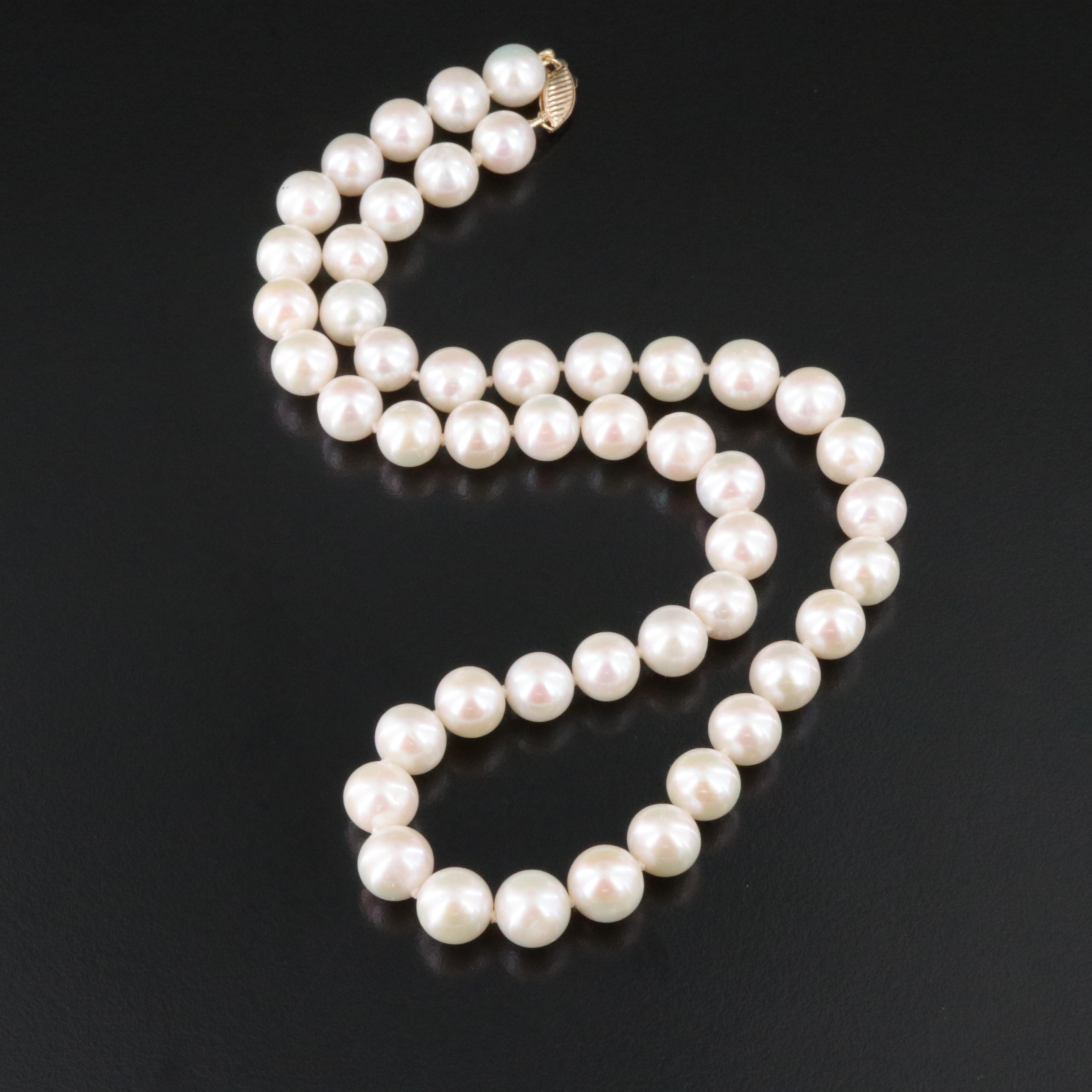 Pearl Necklace with 14K Clasp