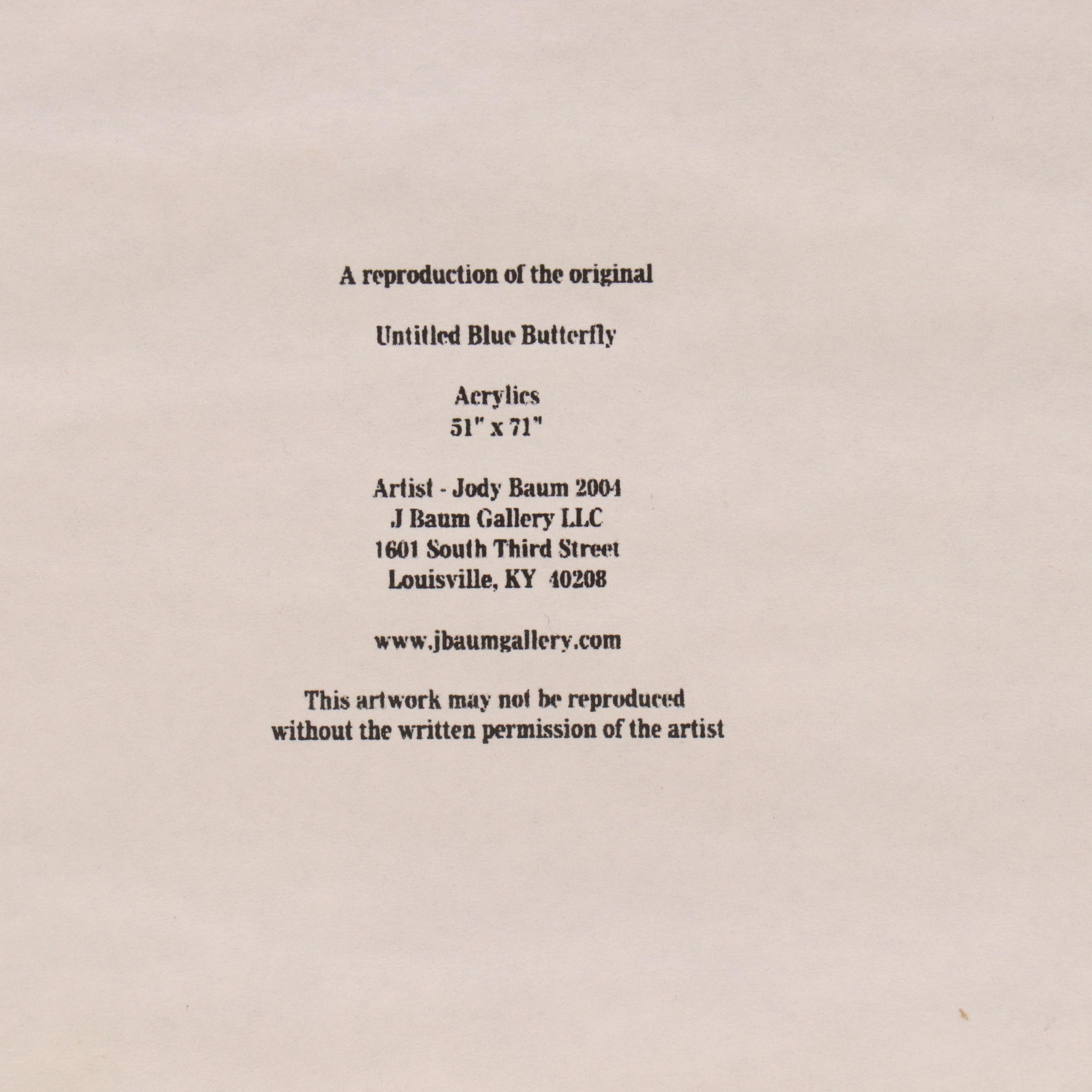 Jody Baum Digital Print of Blue Morpho Butterfly, 2004