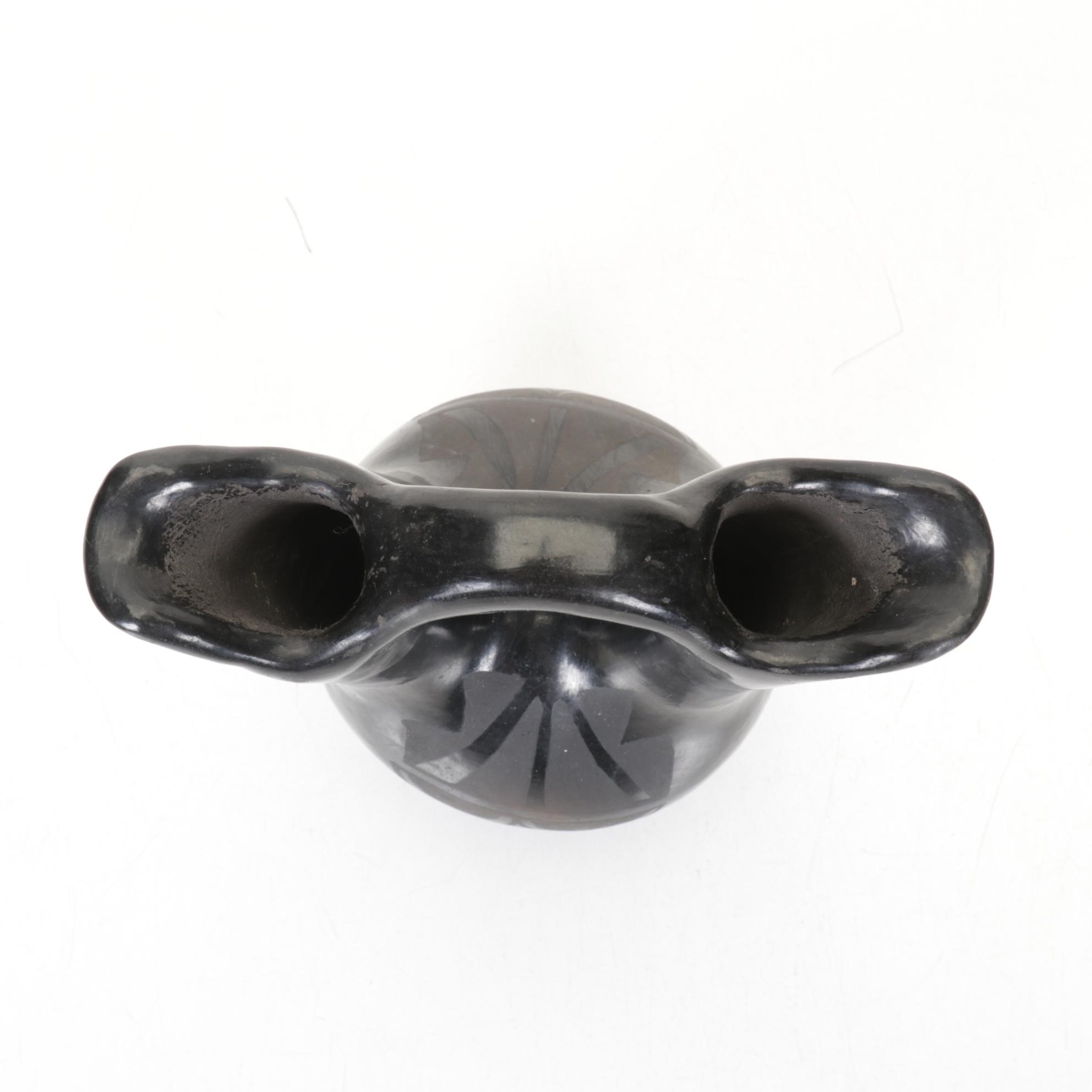 Santa Clara Pueblo Blackware Pottery Set Includes Wedding Vase and More