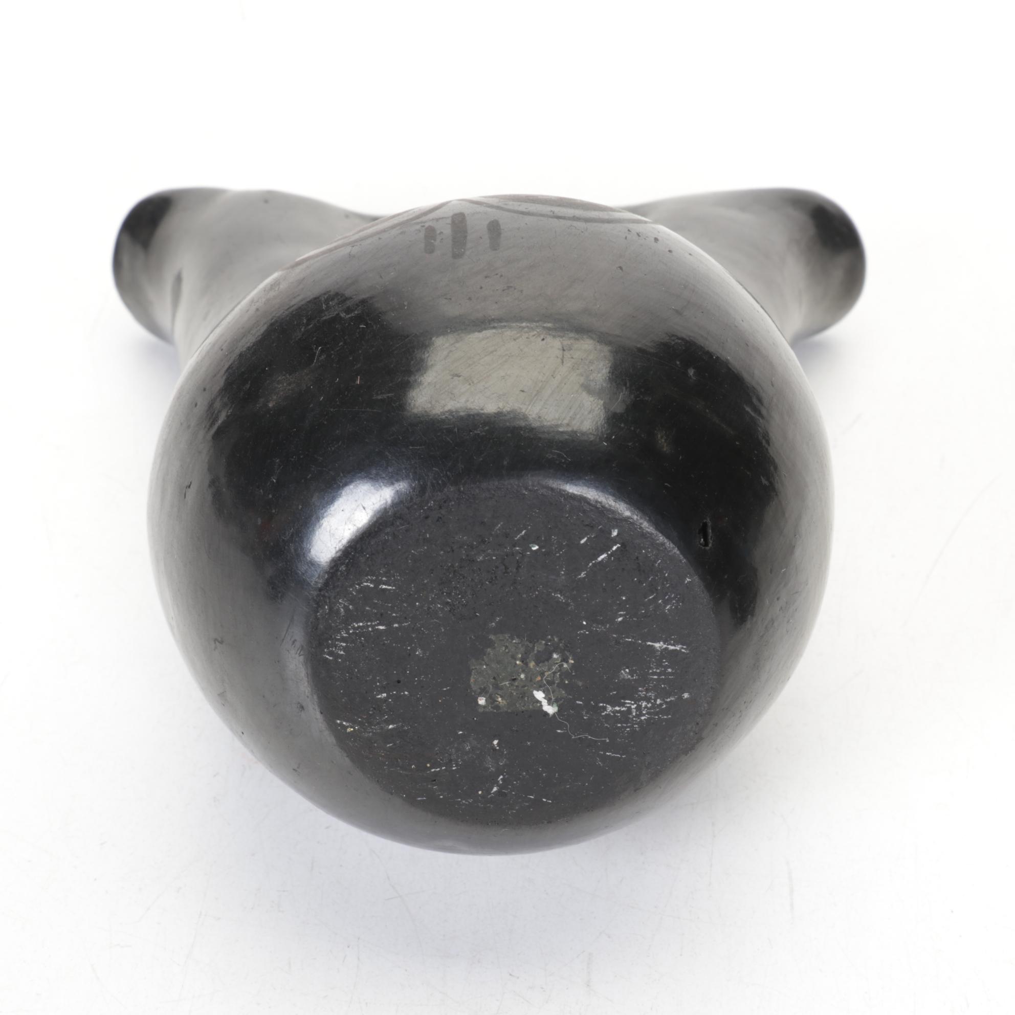 Santa Clara Pueblo Blackware Pottery Set Includes Wedding Vase and More