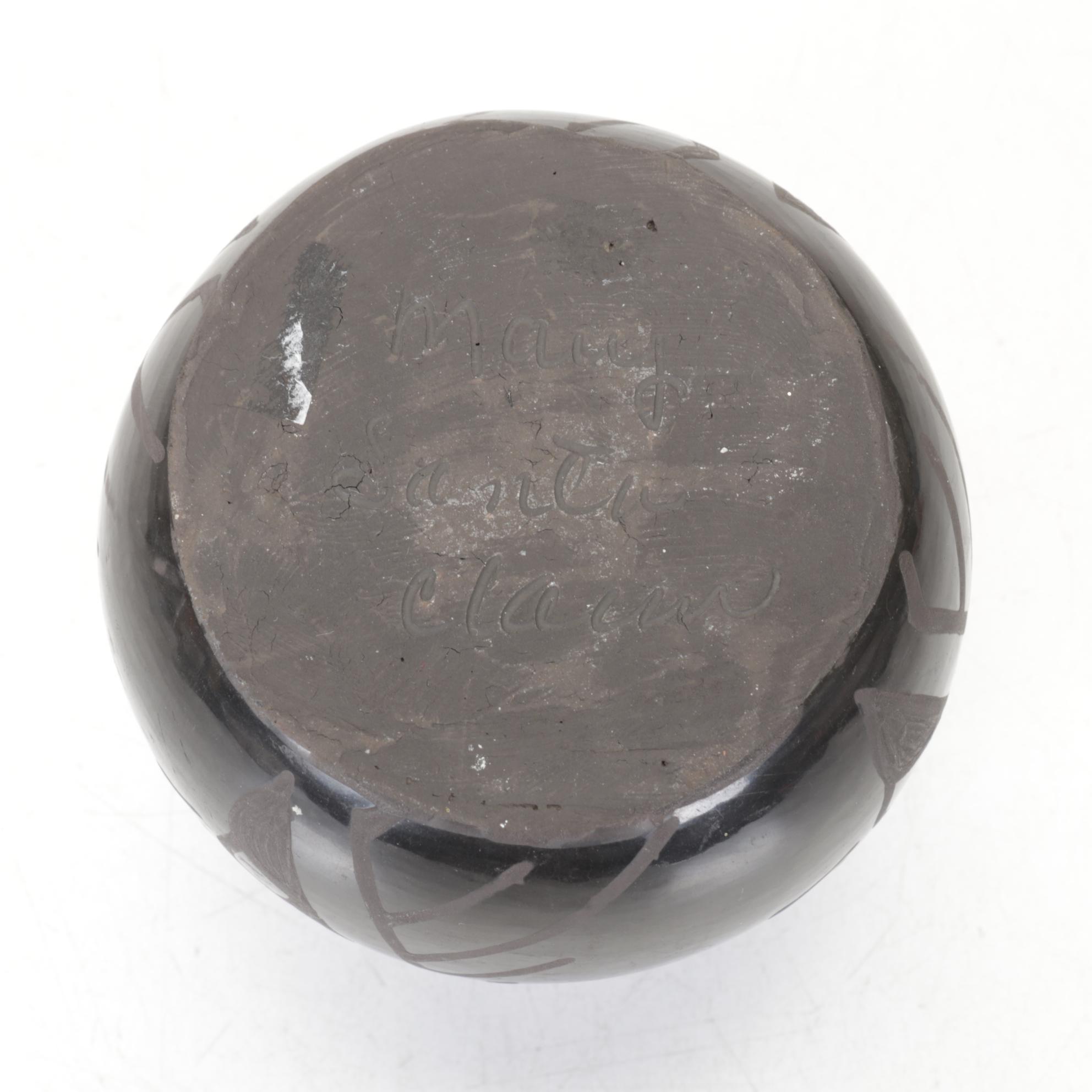 Santa Clara Pueblo Blackware Pottery Set Includes Wedding Vase and More