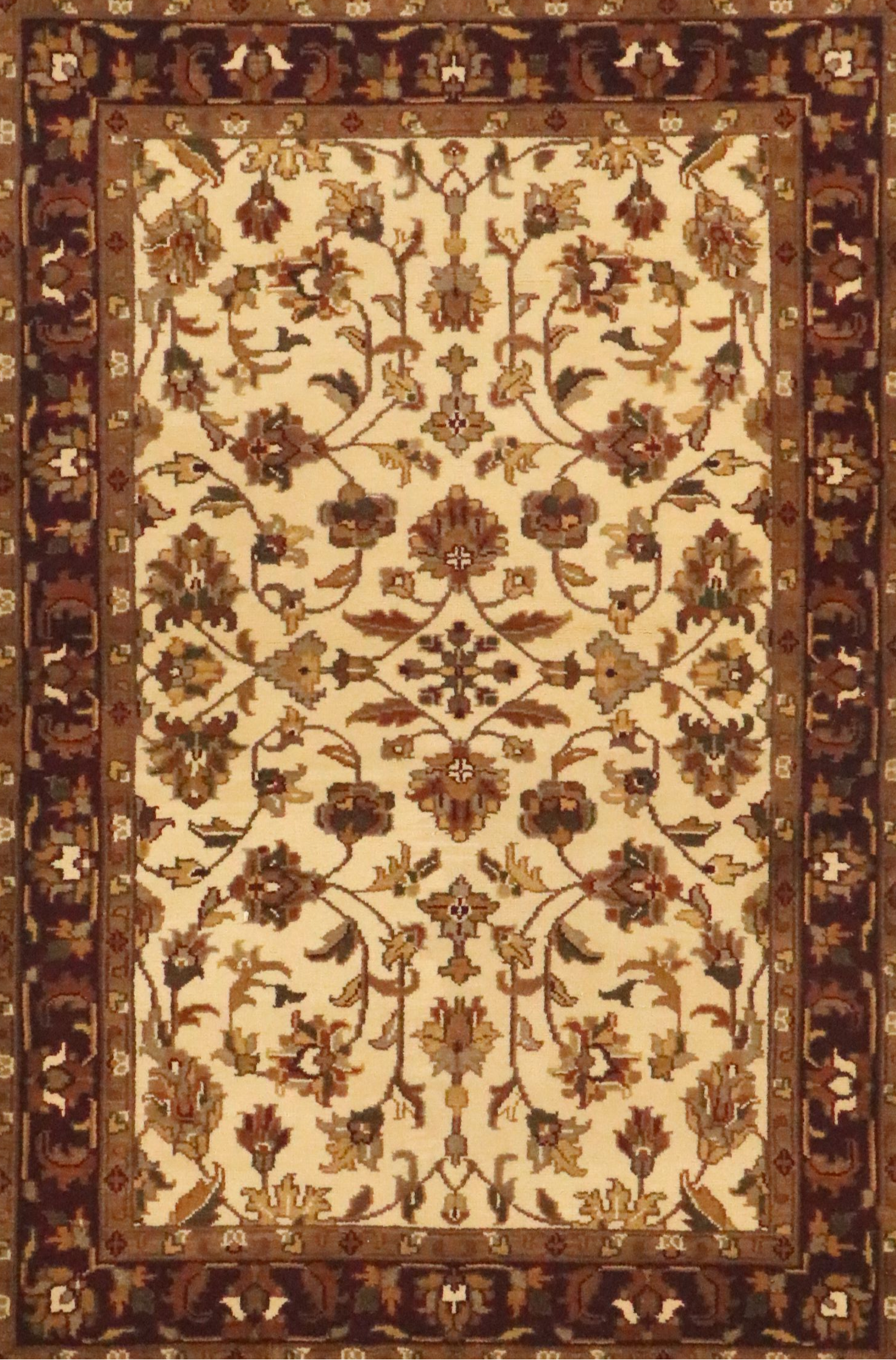 4' x 6'3 Hand-Knotted Indian Agra Area Rug