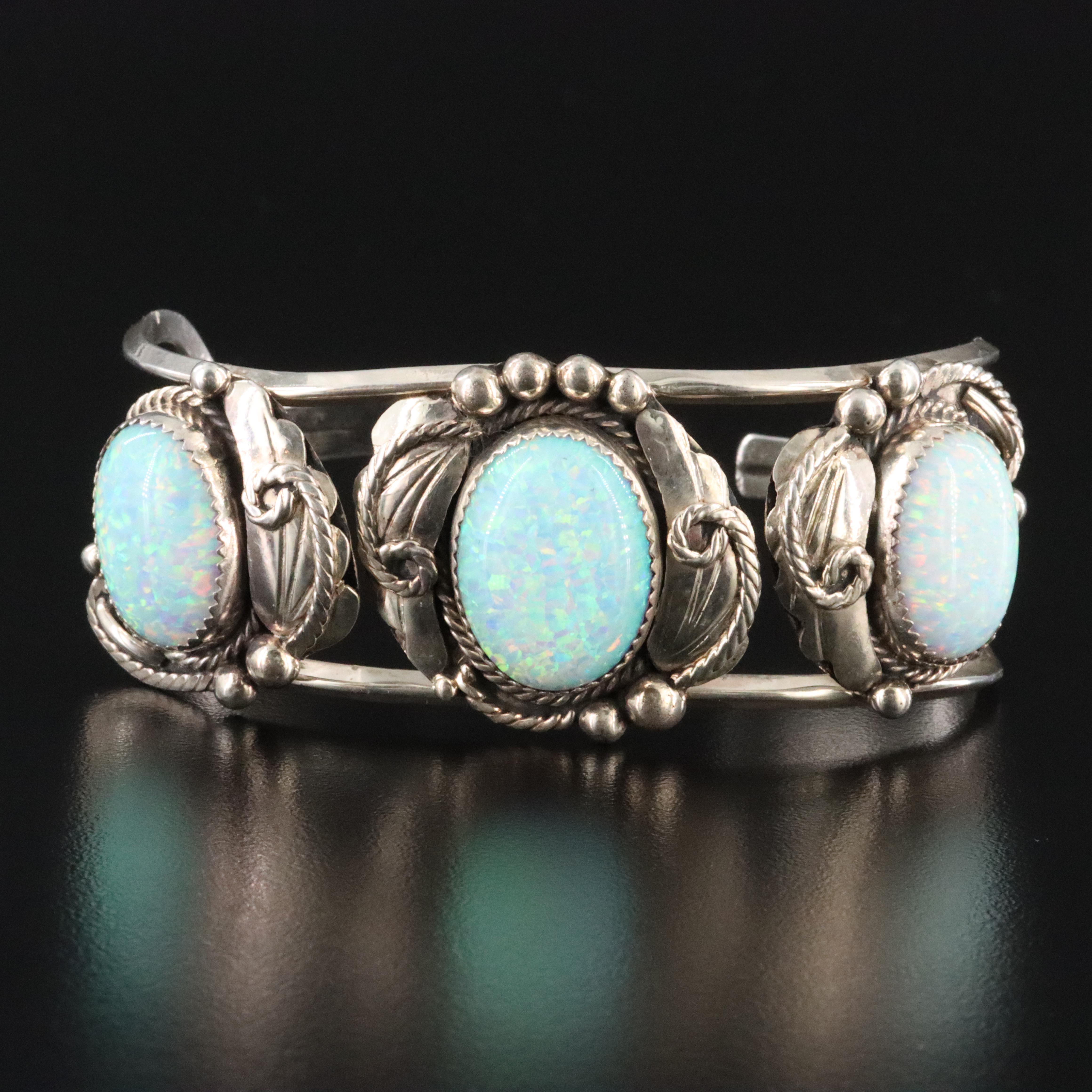 Sterling Opal Cuff Bracelet