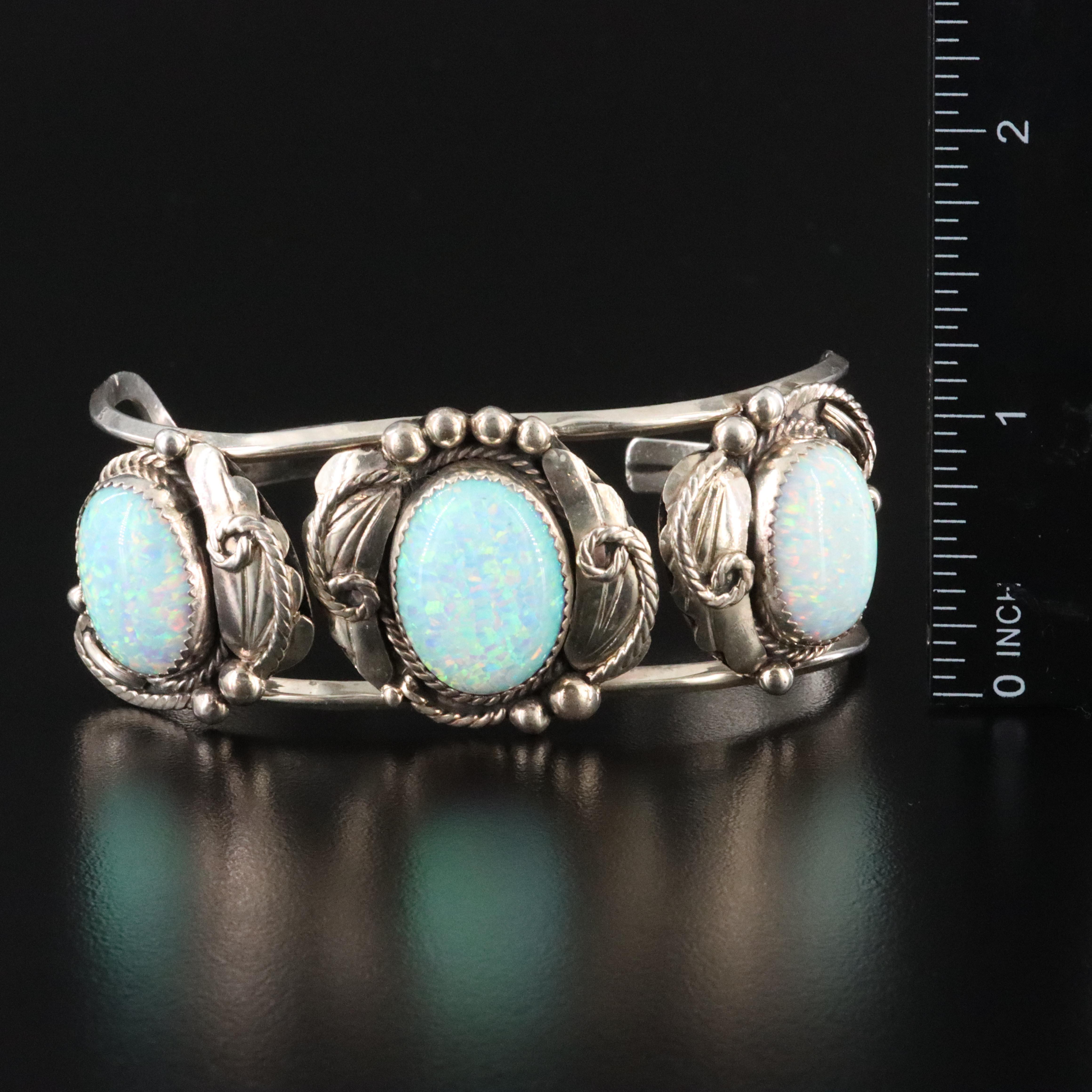 Sterling Opal Cuff Bracelet