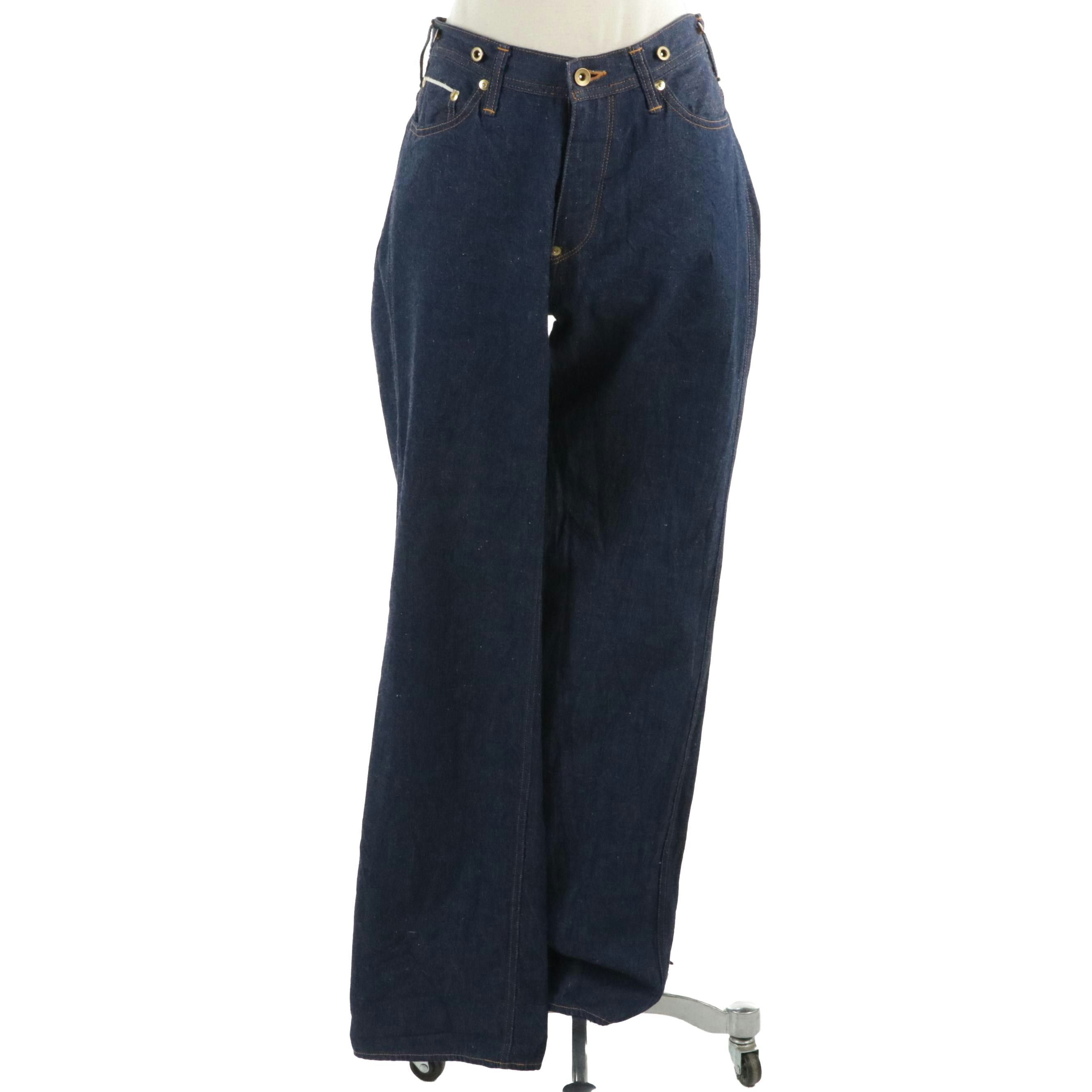 Chimala Button Fly Straight Leg Indigo Wash Jeans