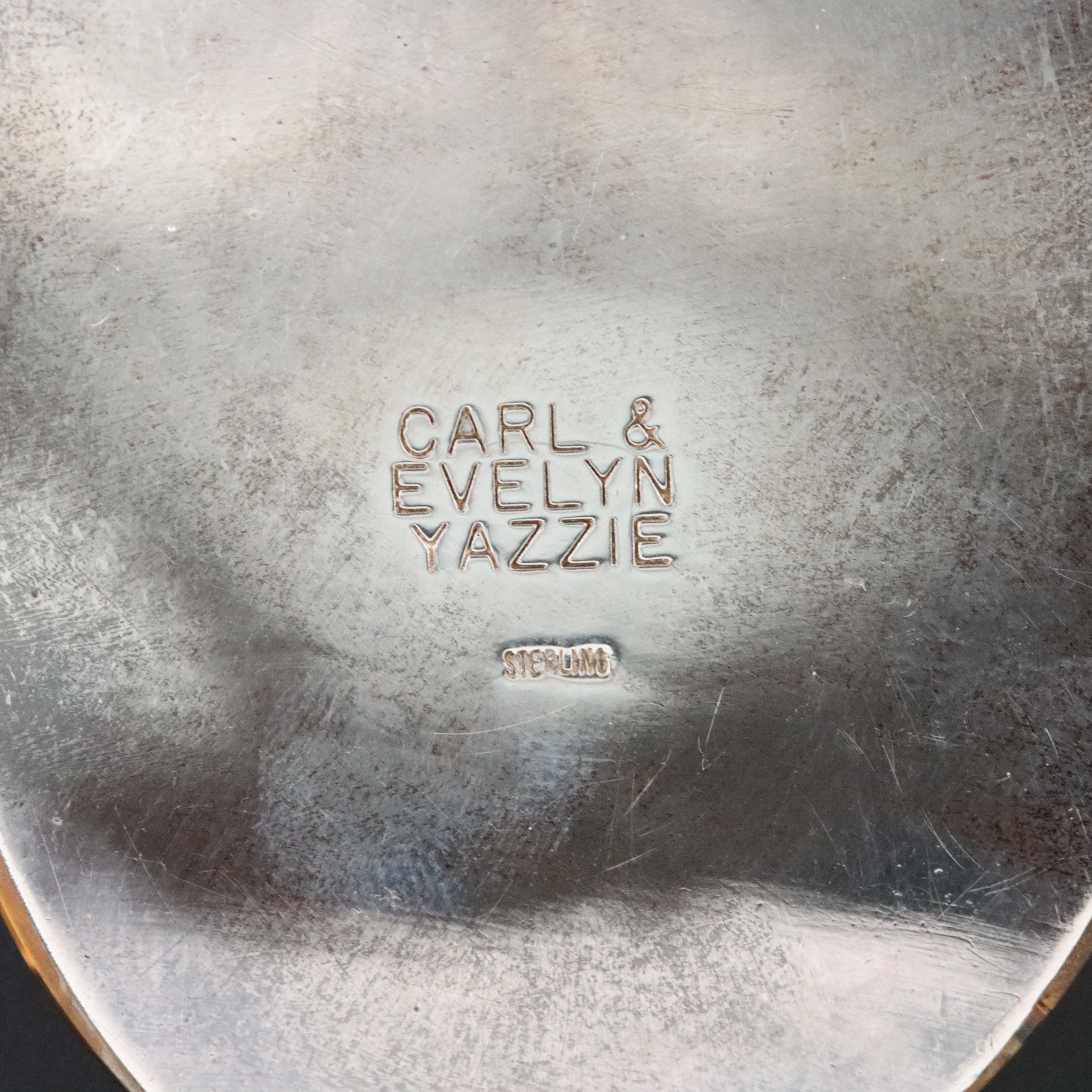 Carl & Evelyn Yazzie Opal, Turquoise and Tiger's Eye Inlay Sterling Pendant