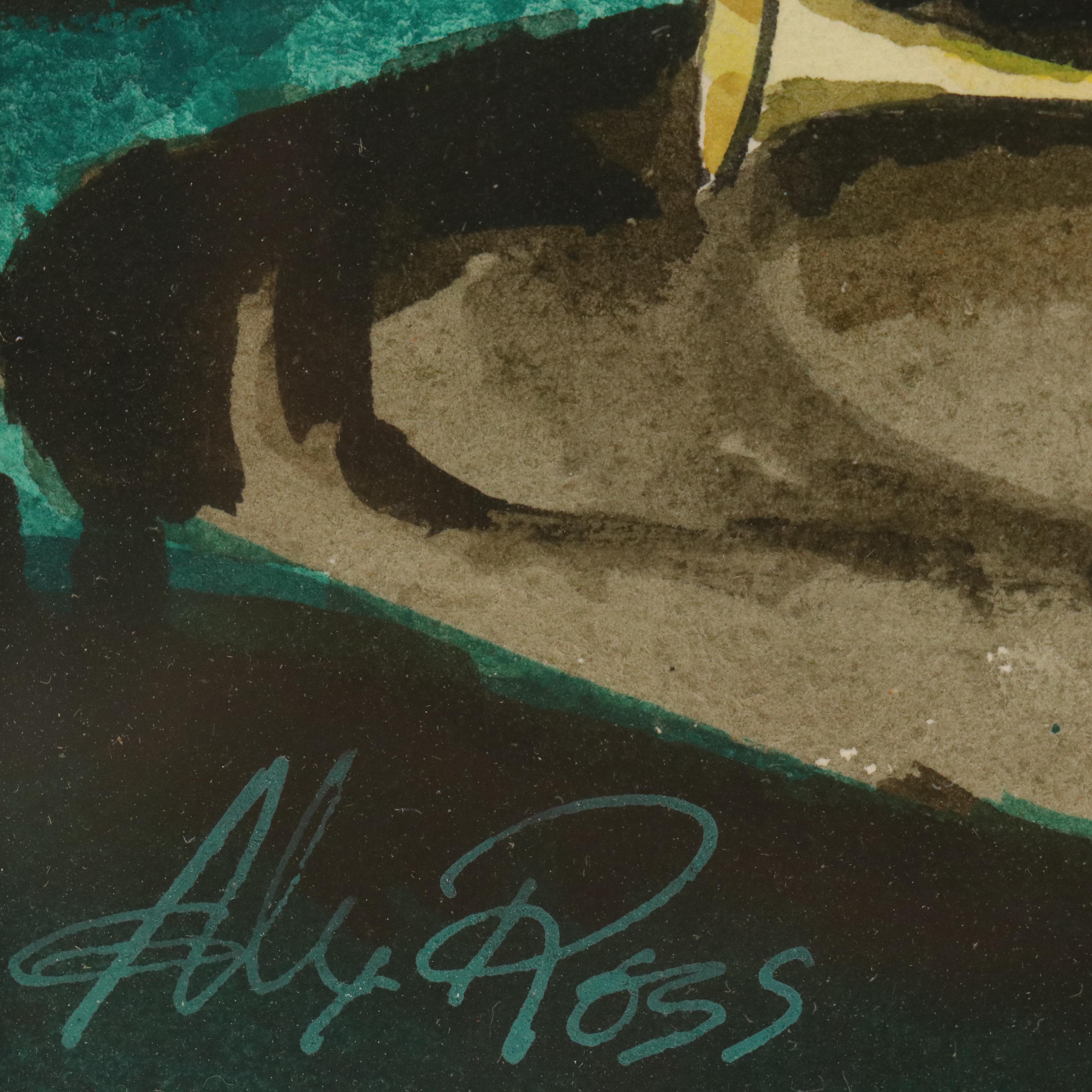 Alex Ross Watercolor and Gouache "Herald Angels," Mid-20th Century