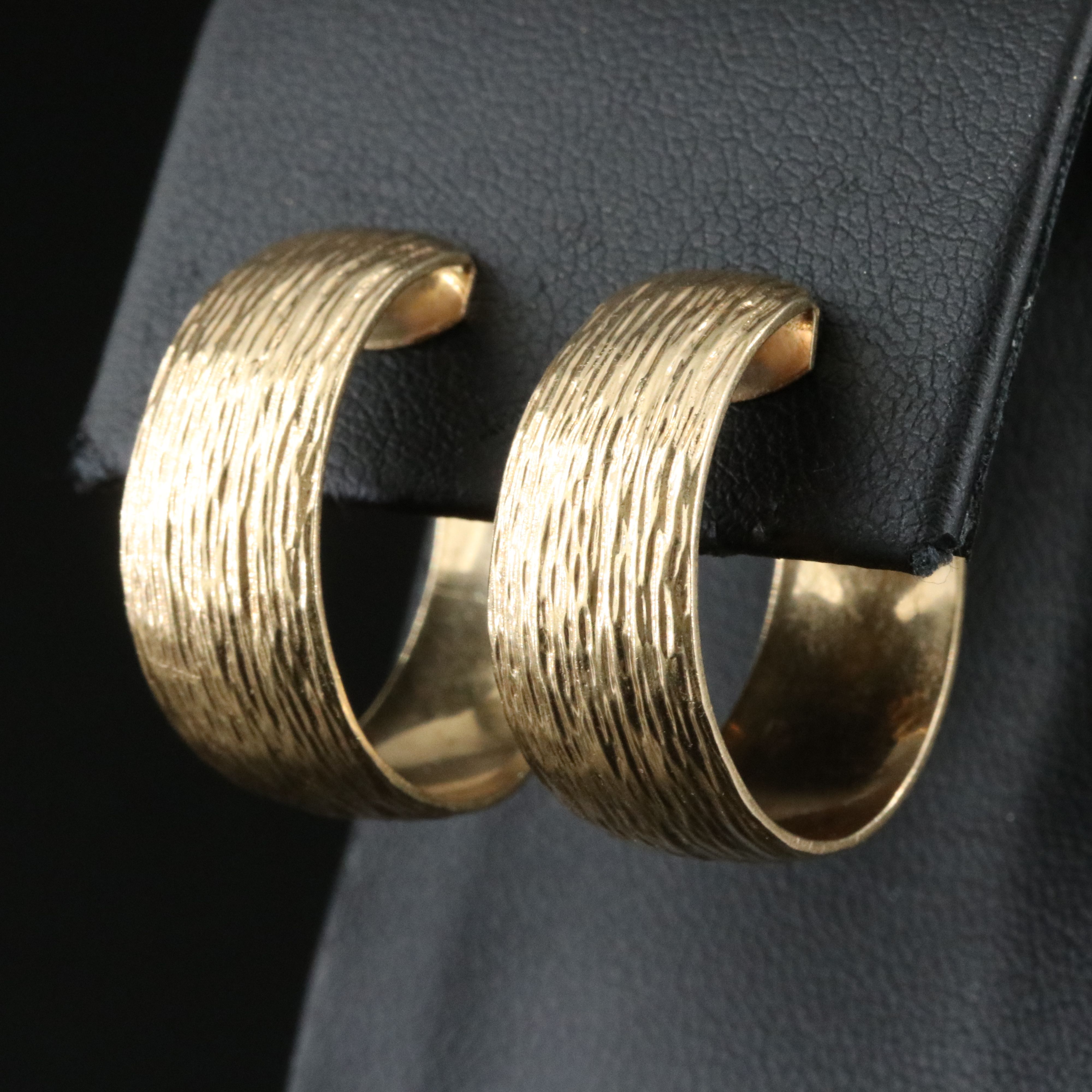 14K Hoops with Cross-Peen Texture