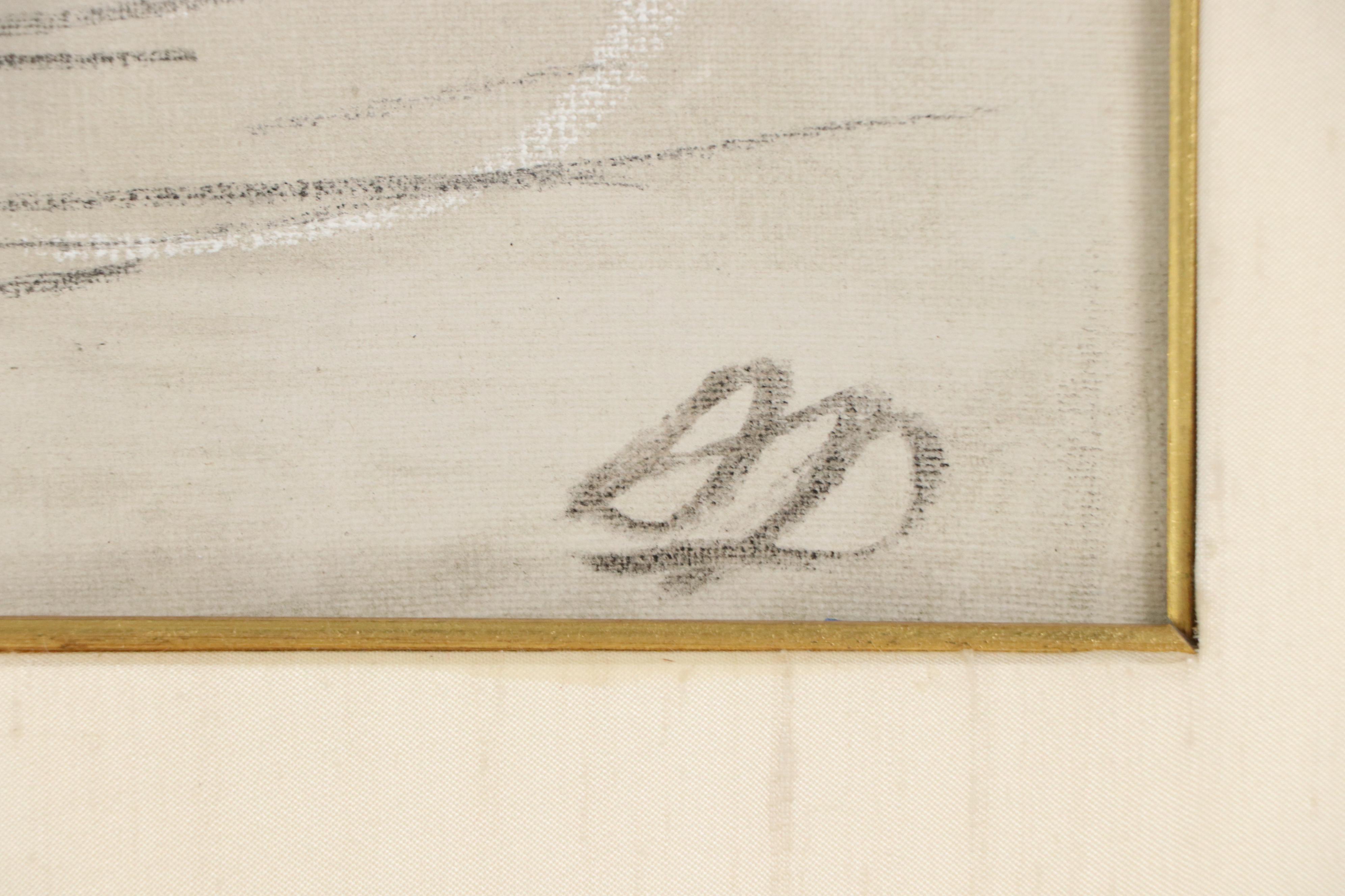 Charcoal Drawing Attributed to Arthur B. Davies of Tambourine Player