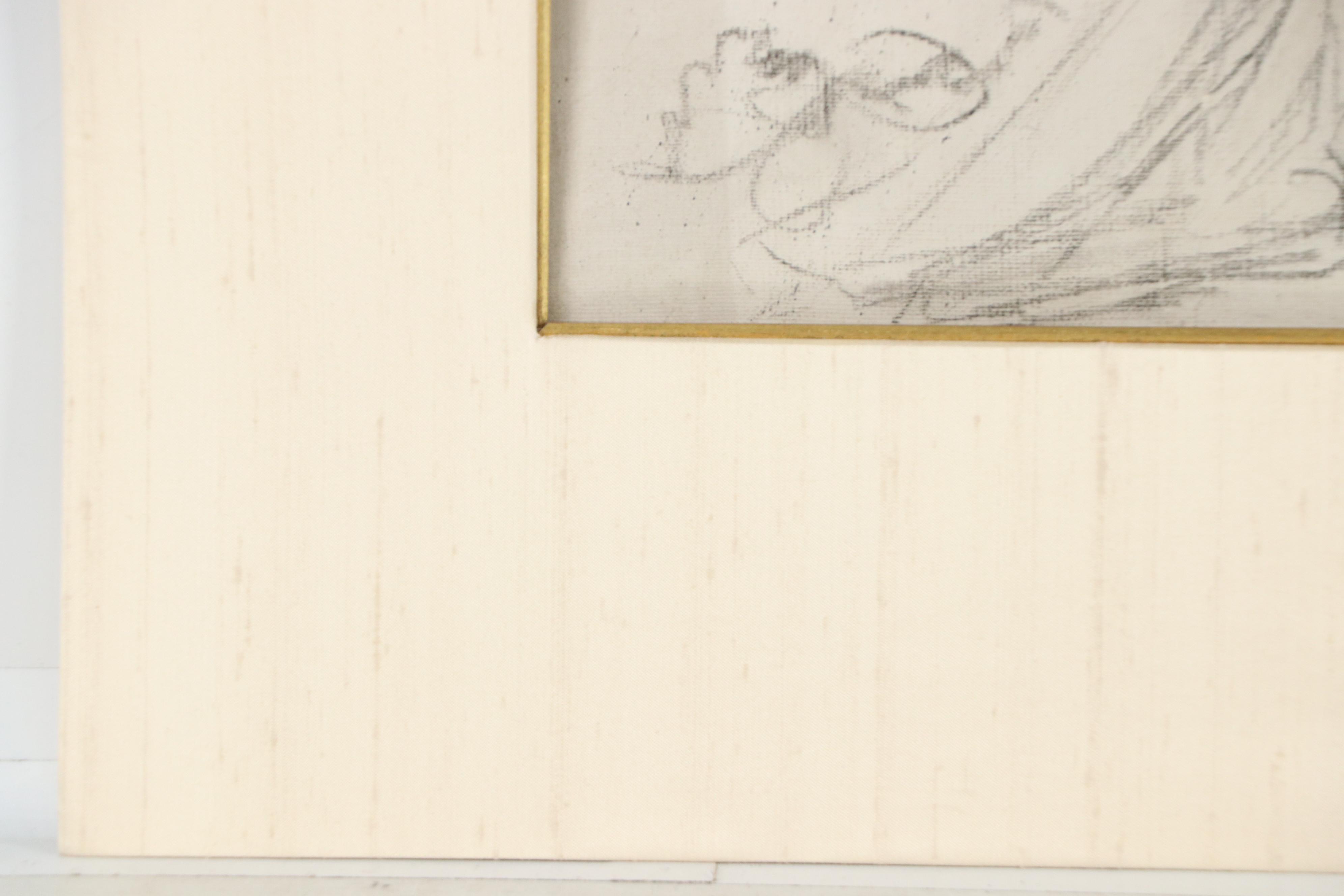 Charcoal Drawing Attributed to Arthur B. Davies of Tambourine Player