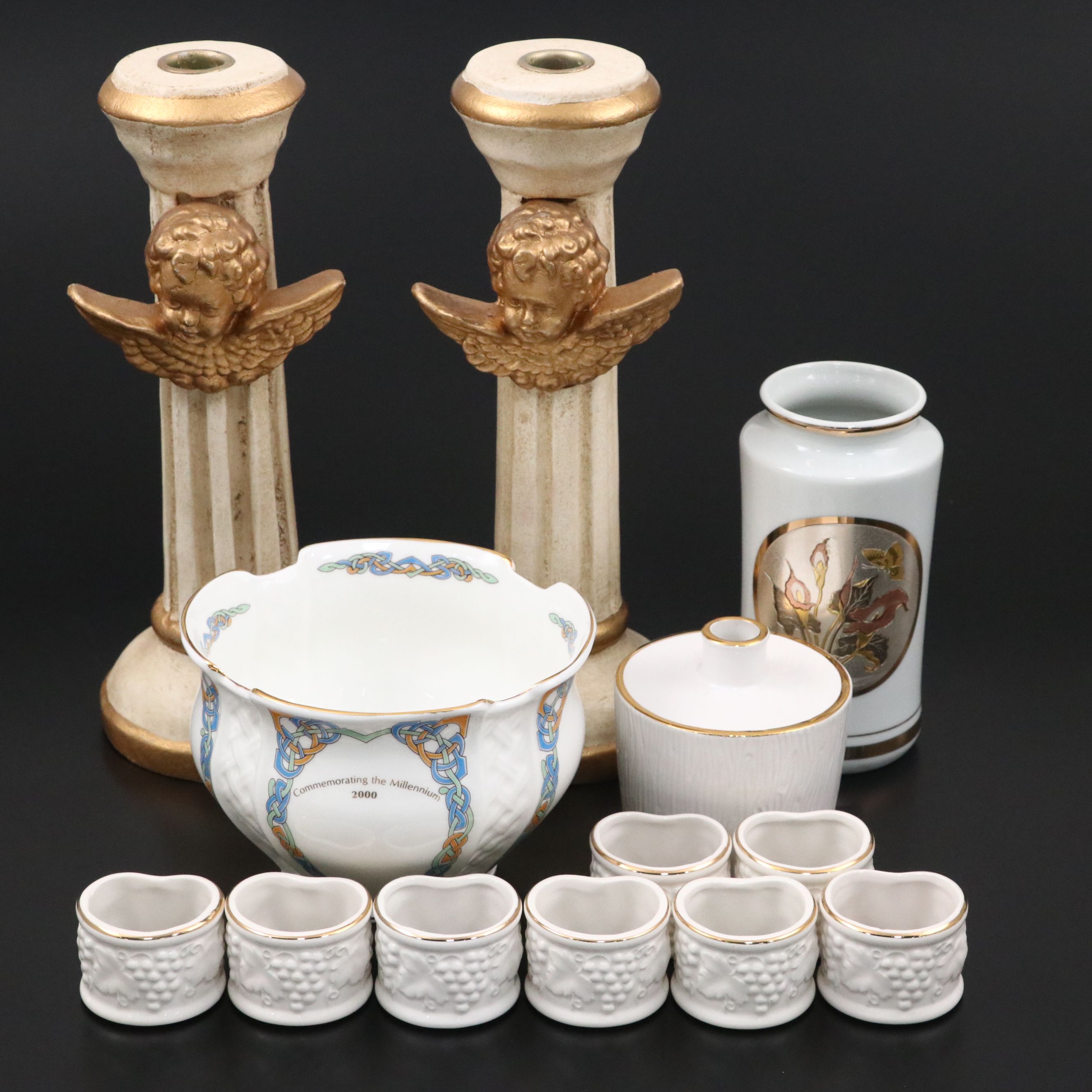 Japanese Chokin Vase with Royal Tara Bowl and Other Tableware and Décor