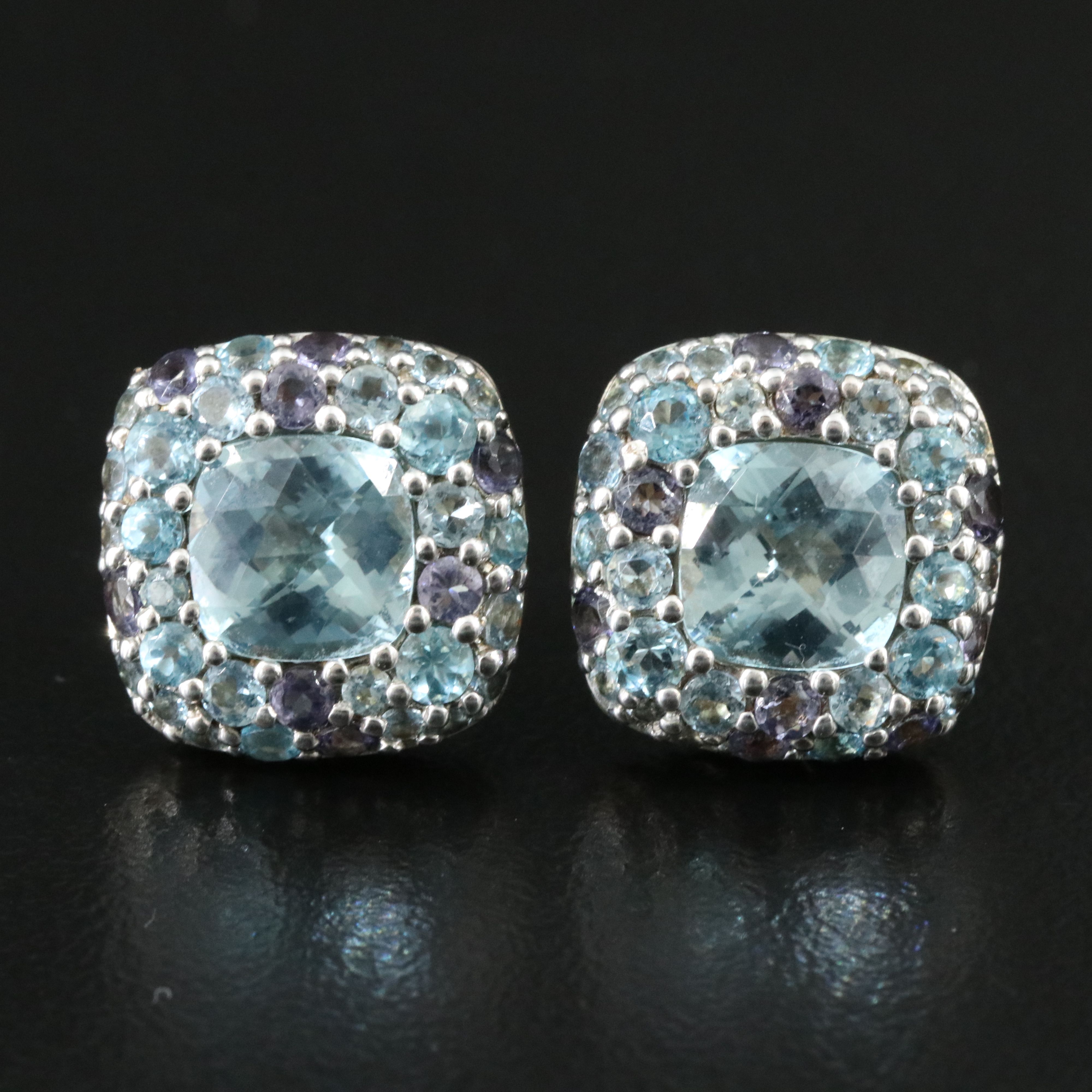 John Hardy Batu Kali Sterling Topaz and Iolite Square Earrings