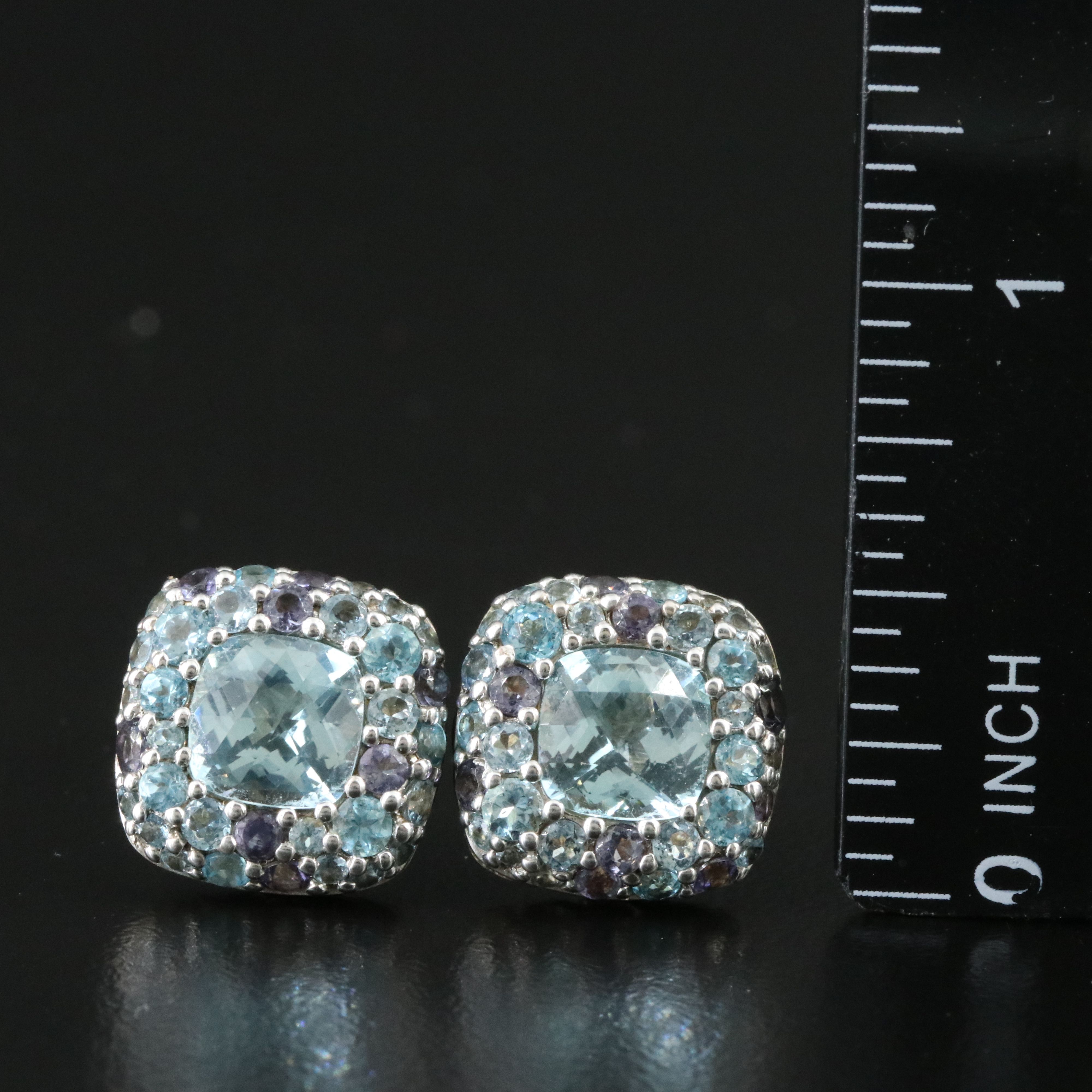 John Hardy Batu Kali Sterling Topaz and Iolite Square Earrings